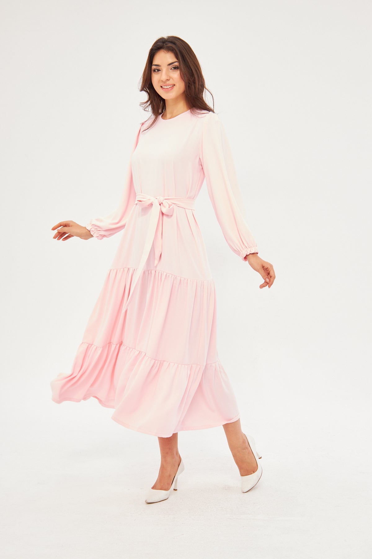 Deena Long Dress with Ruffled Hem