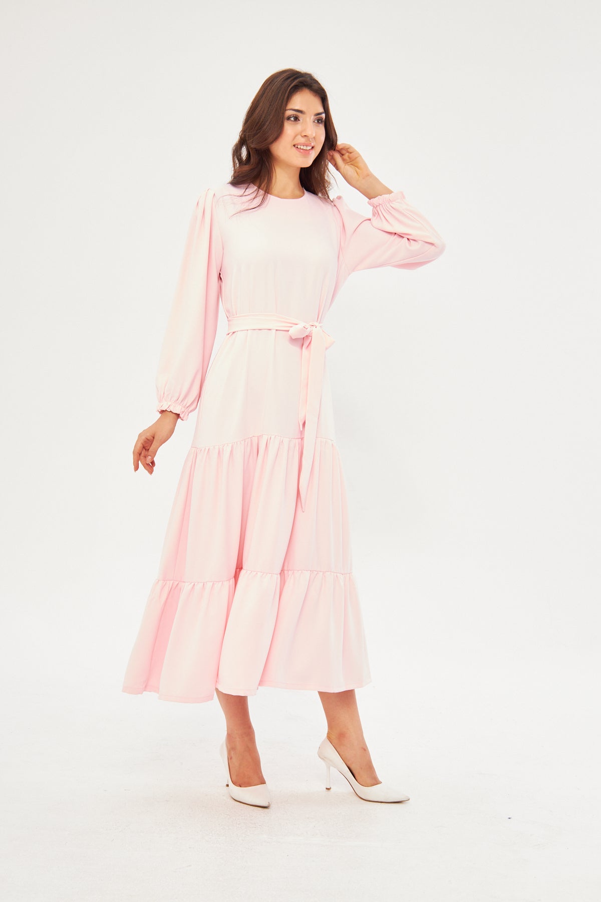 Deena Long Dress with Ruffled Hem