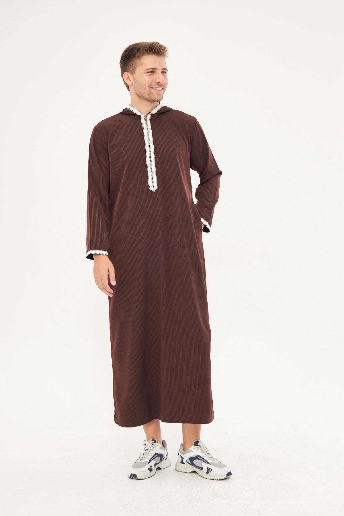 Moroccan Long Sleeve Thobe - Brown