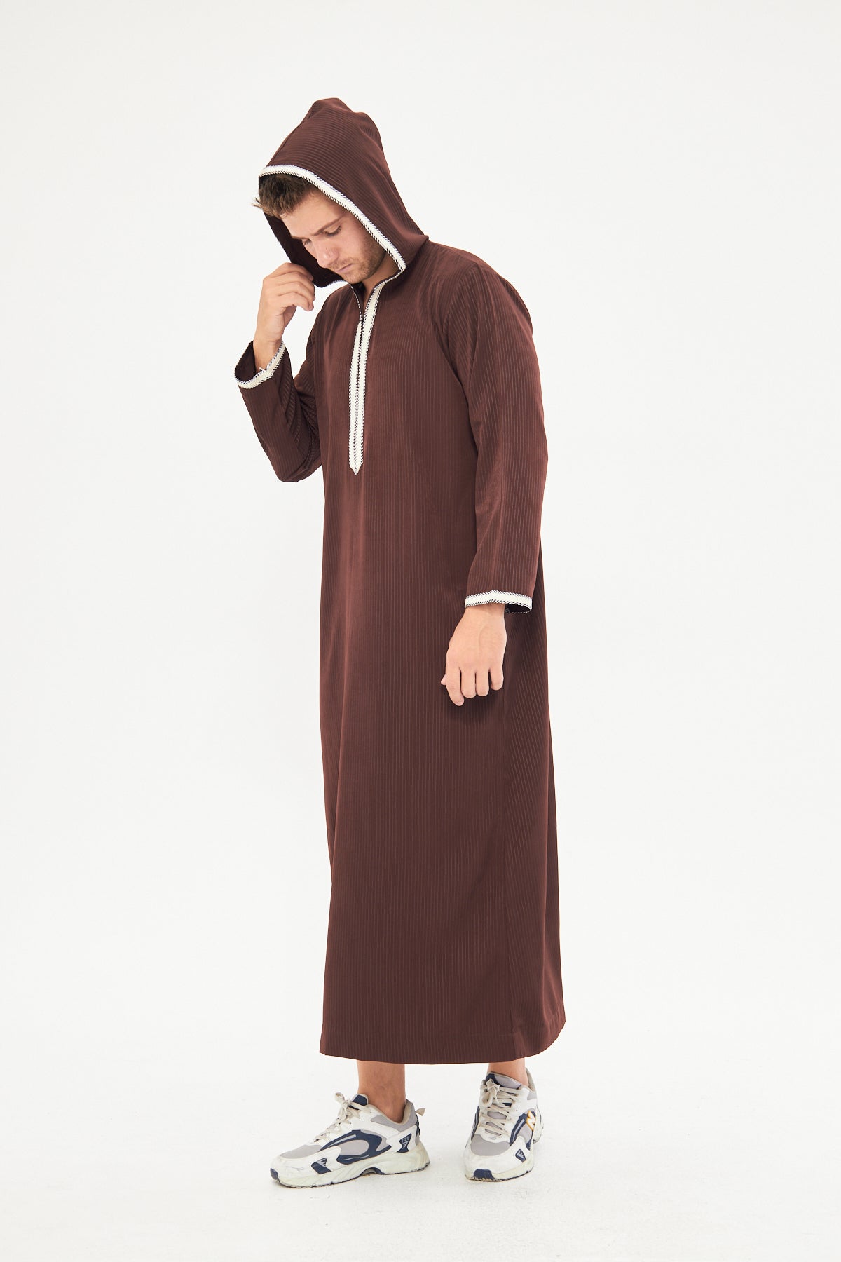 Moroccan Long Sleeve Thobe - Brown
