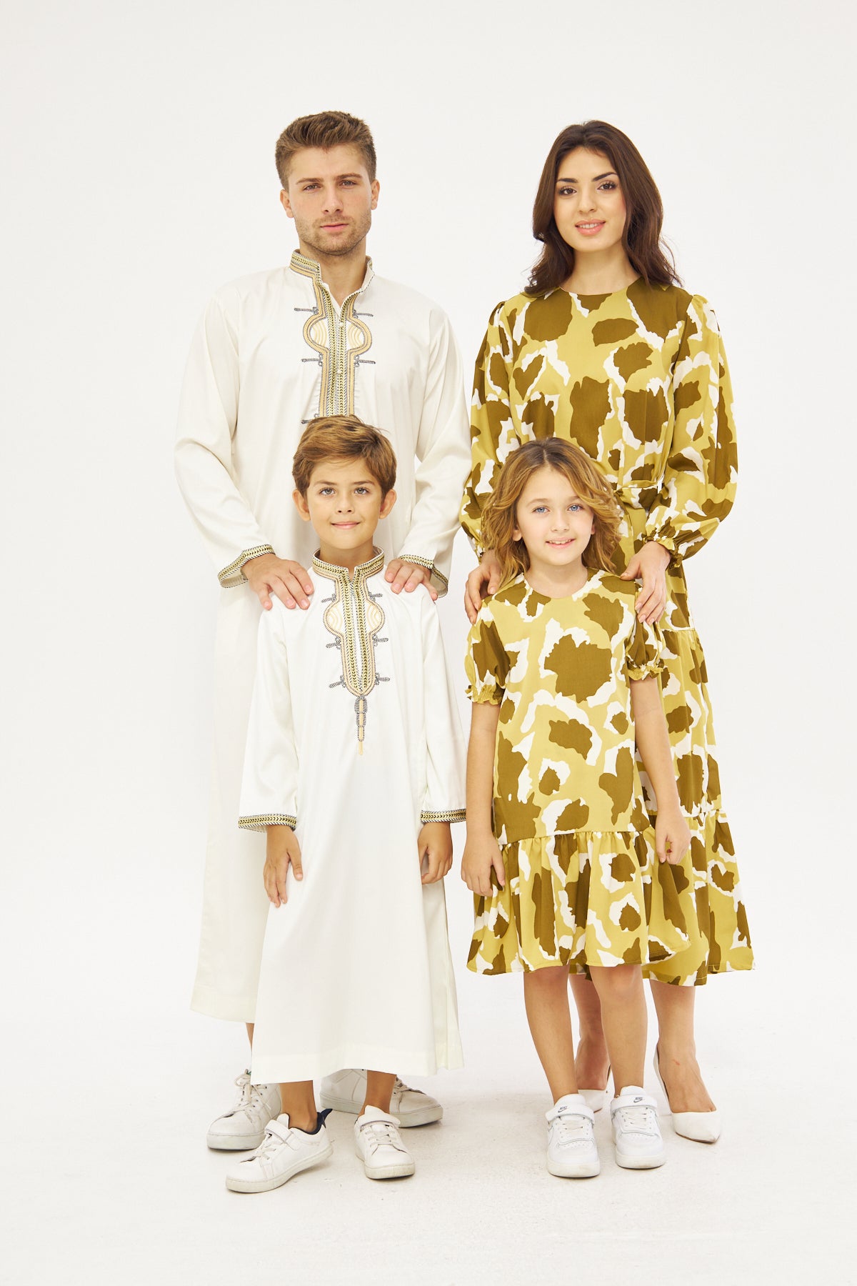 Mommy & Me - Alysa Print Ruffled Hem Dress - Olive Green