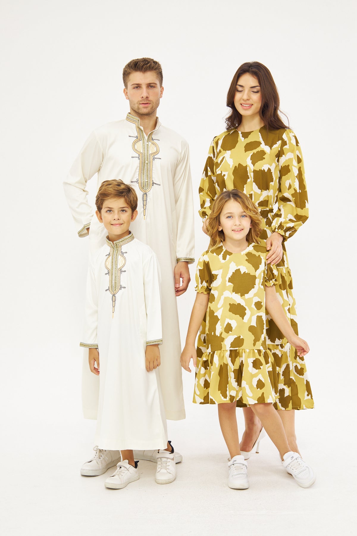 Mommy & Me - Alysa Print Ruffled Hem Dress - Olive Green