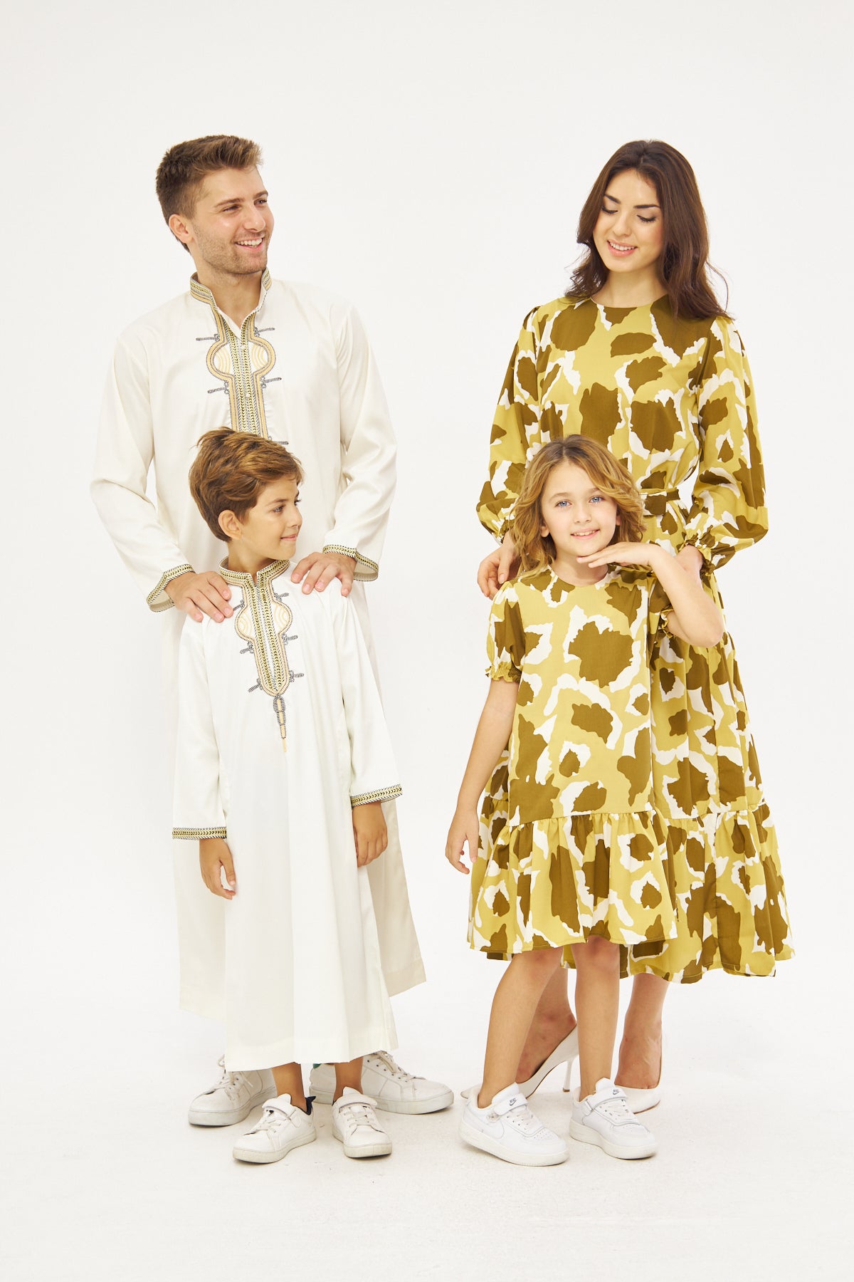 Mommy & Me - Alysa Print Ruffled Hem Dress - Olive Green