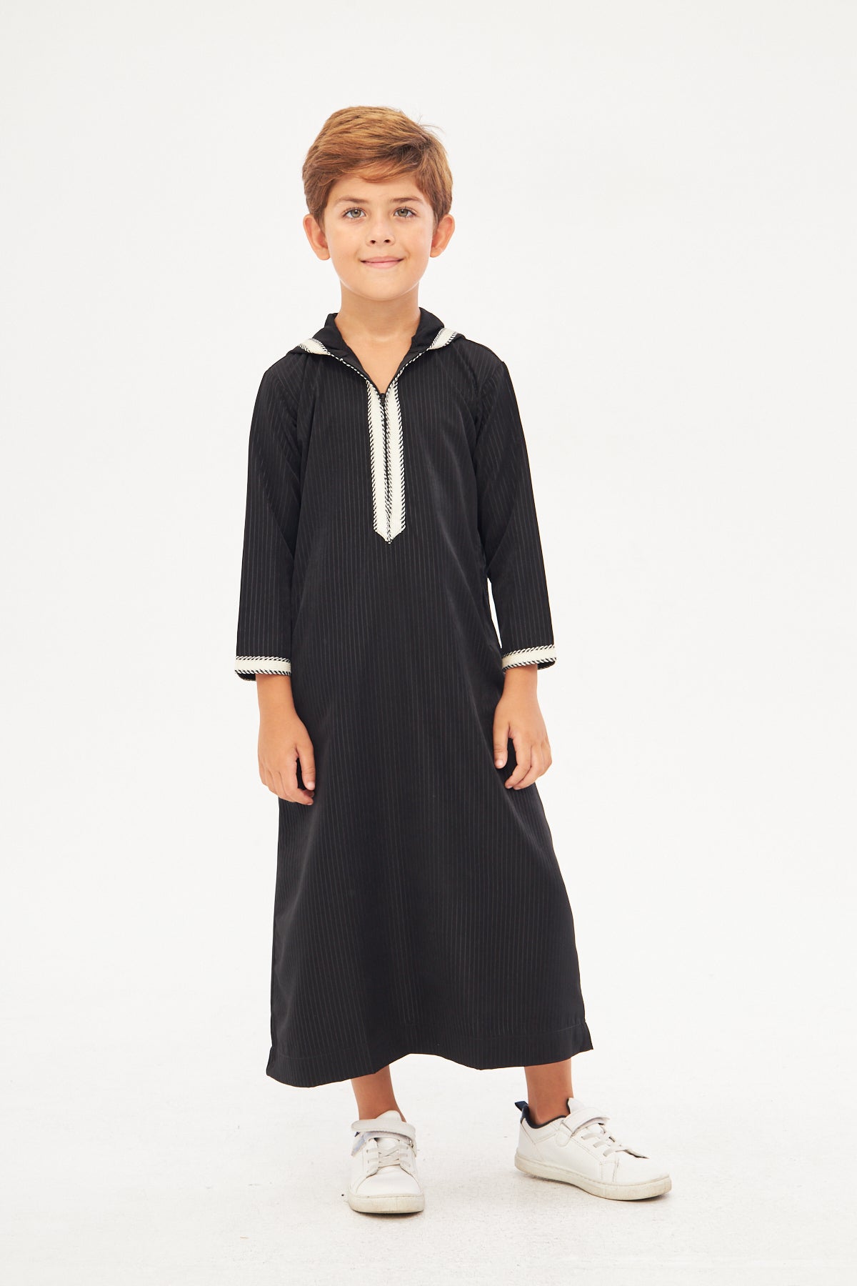 Moroccan Boys Long Sleeve Thobe - Black