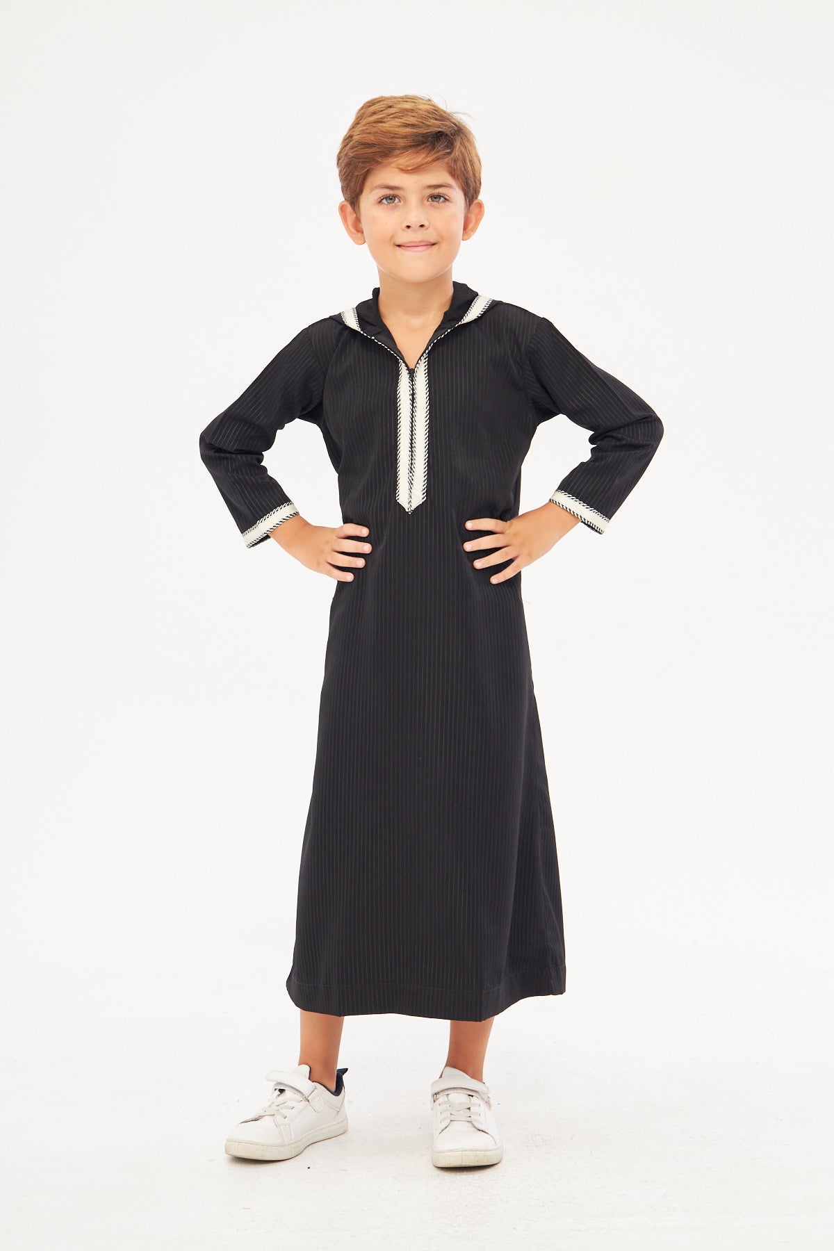 Daddy & Me - Moroccan Boys Long Sleeve Thobe - Black