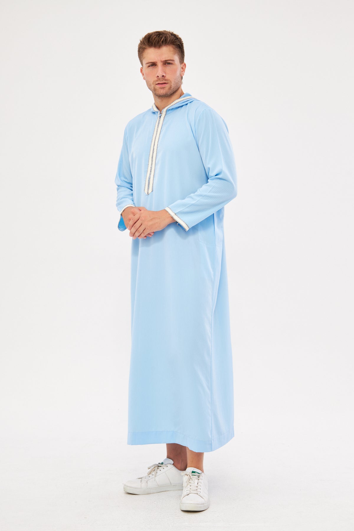 Moroccan Long Sleeve Thobe - Light Blue