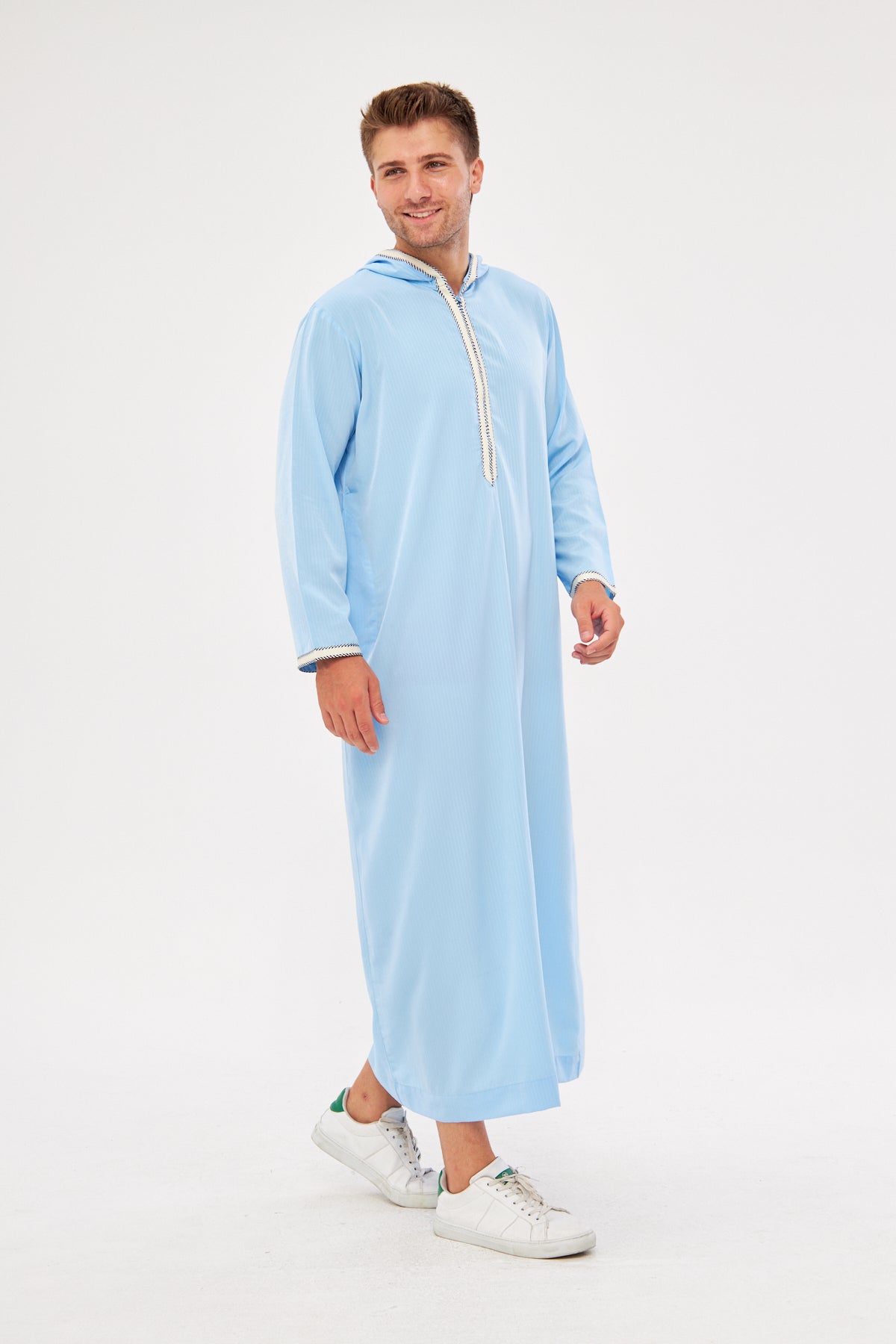 Moroccan Long Sleeve Thobe - Light Blue