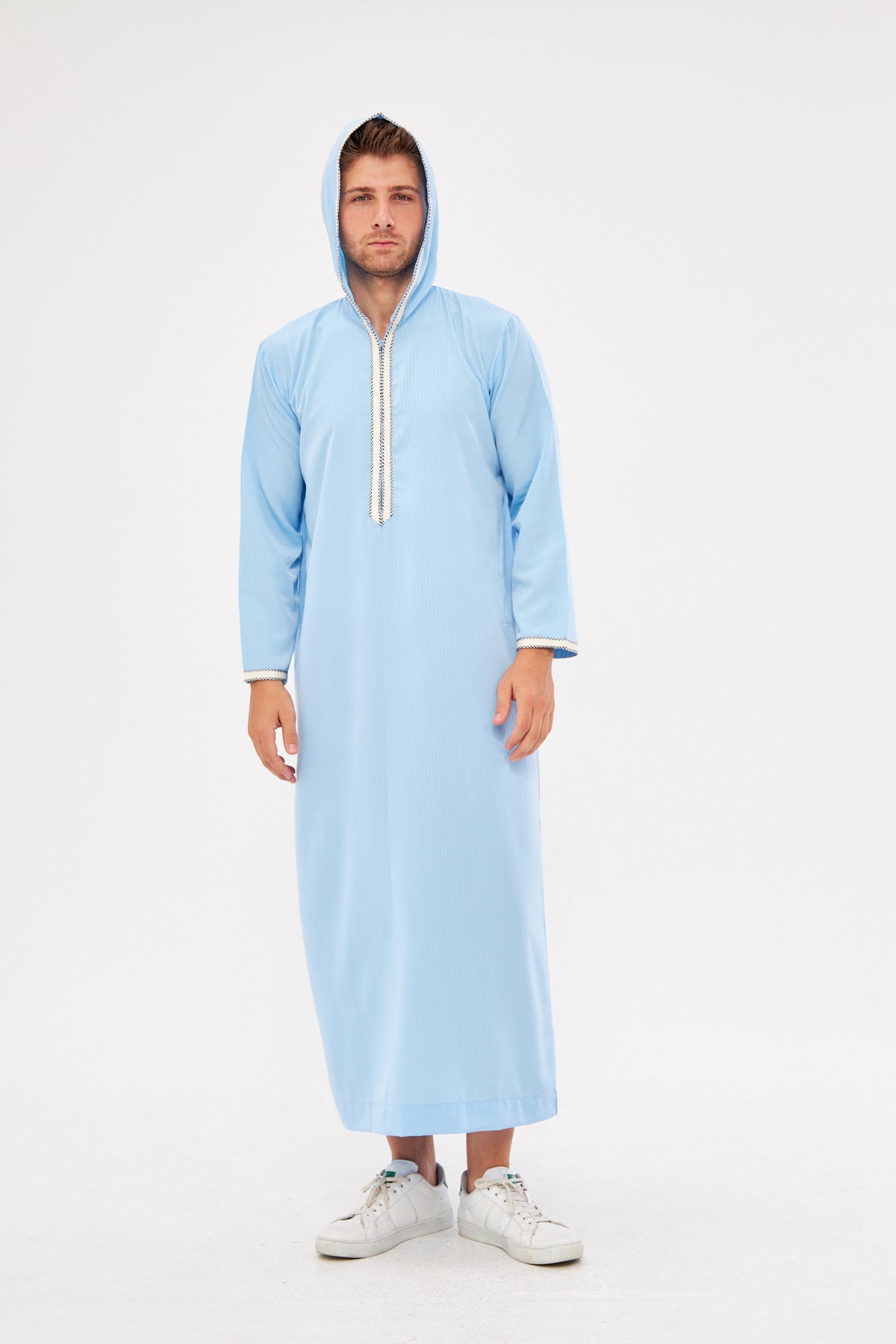 Moroccan Long Sleeve Thobe - Light Blue