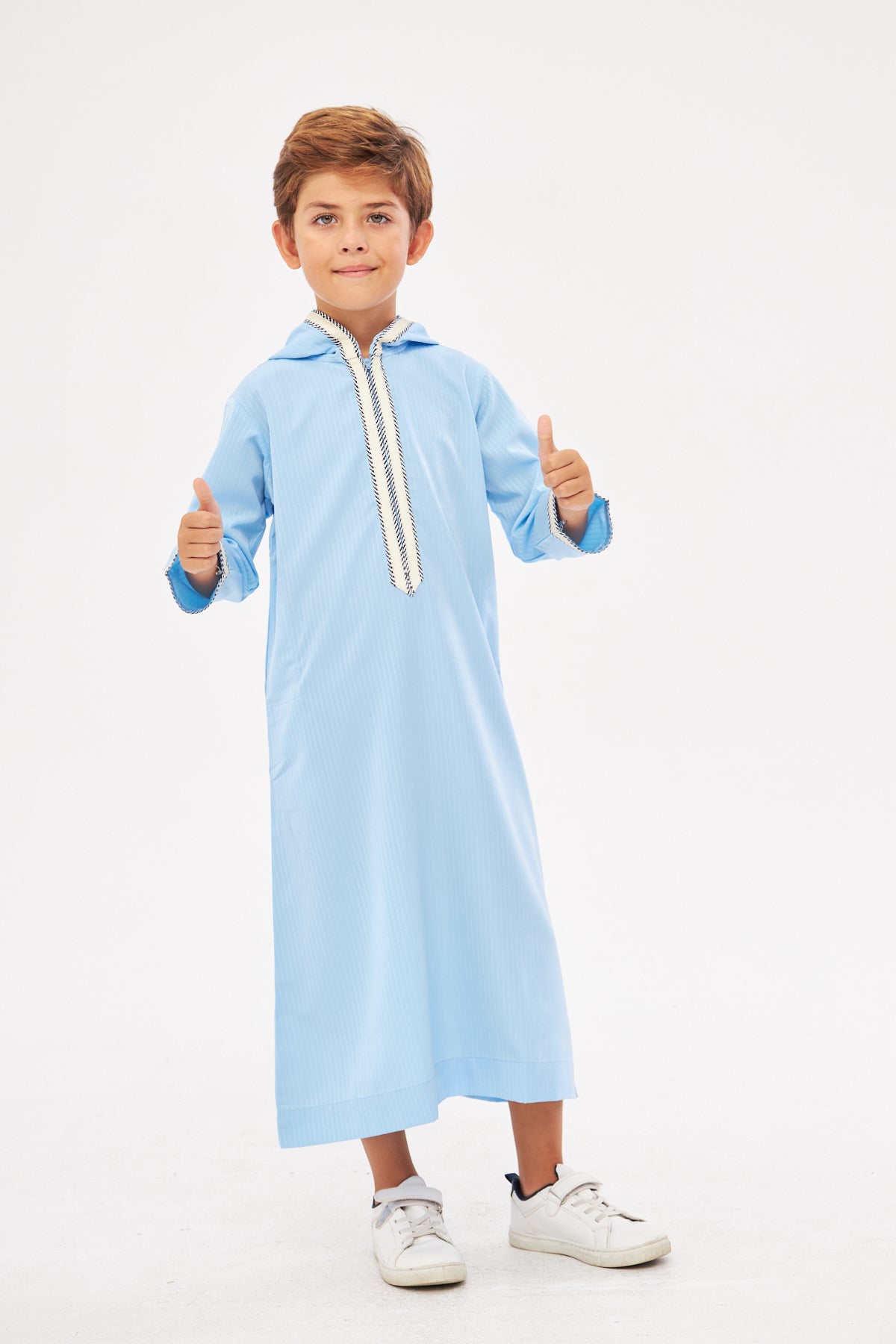 Moroccan Boys Long Sleeve Thobe - Light Blue