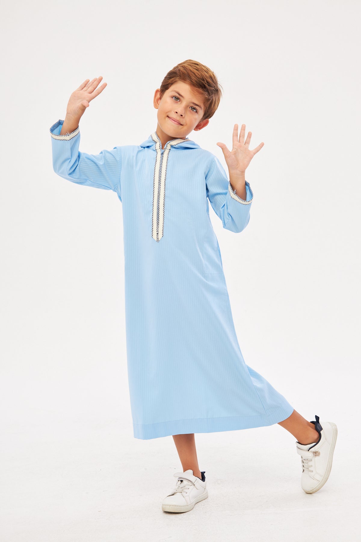 Moroccan Boys Long Sleeve Thobe - Light Blue