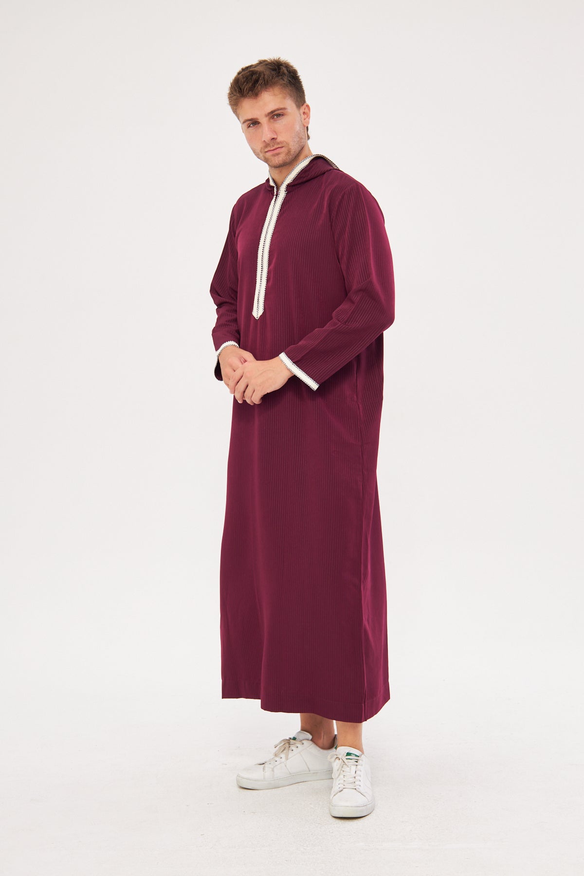 Moroccan Long Sleeve Thobe - Burgundy