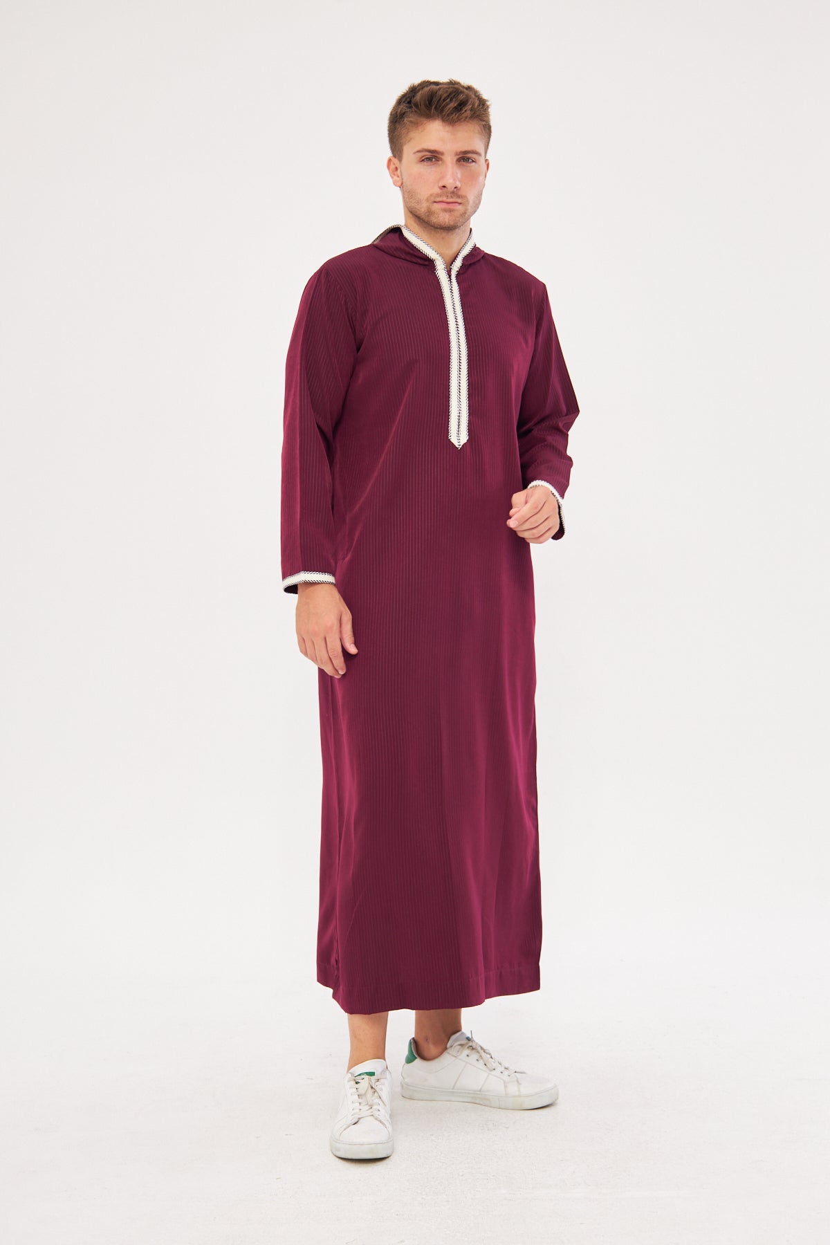 Moroccan Long Sleeve Thobe - Burgundy