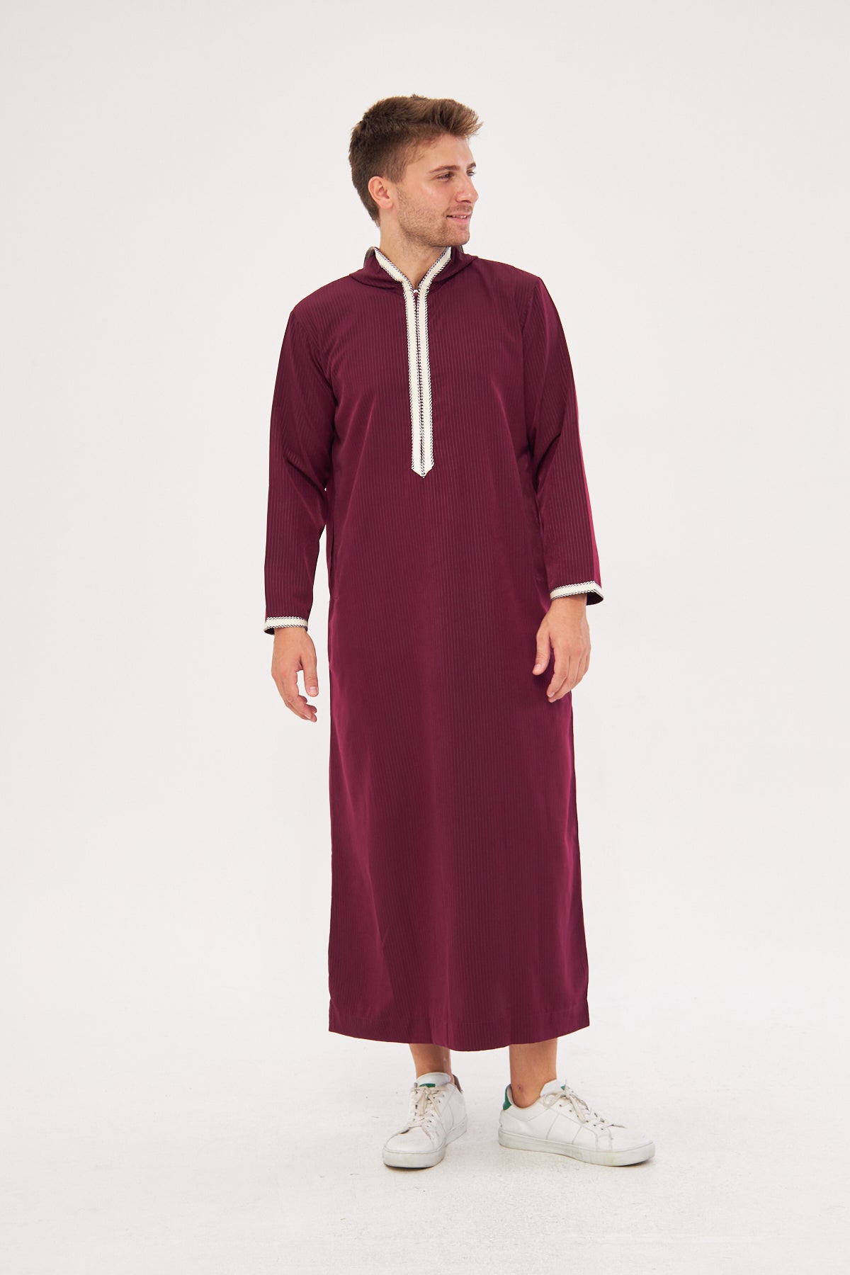 Moroccan Long Sleeve Thobe - Burgundy