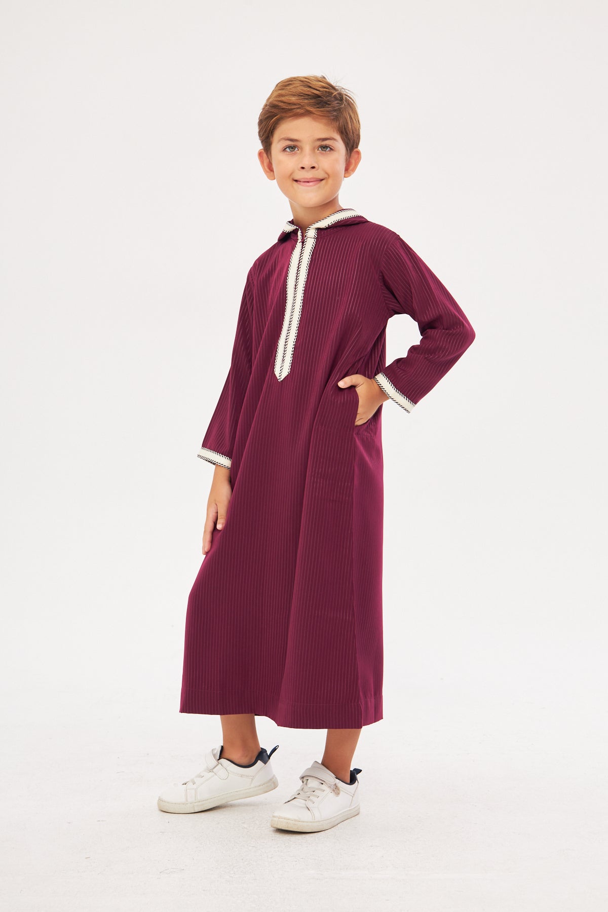 Daddy & Me - Moroccan Boys Long Sleeve Thobe - Burgundy