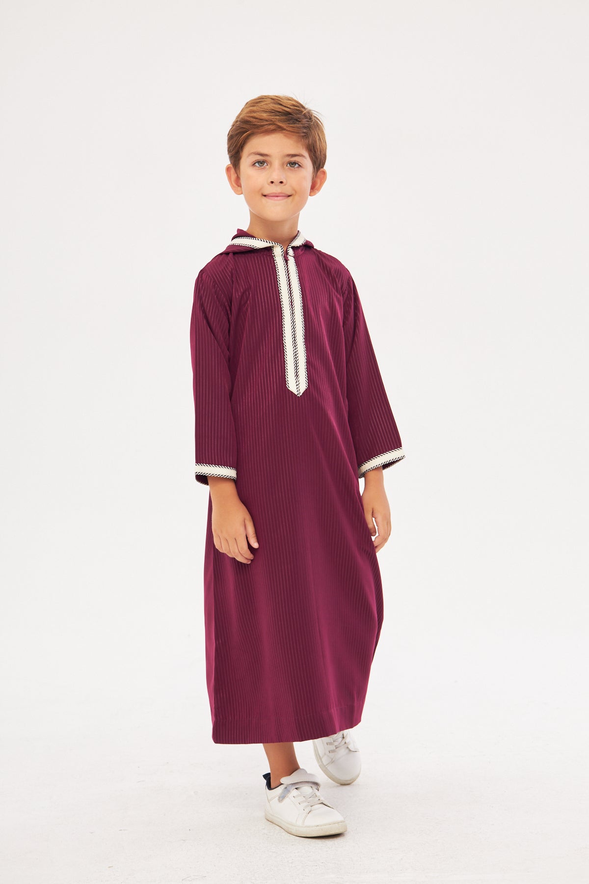 Moroccan Boys Long Sleeve Thobe - Burgundy