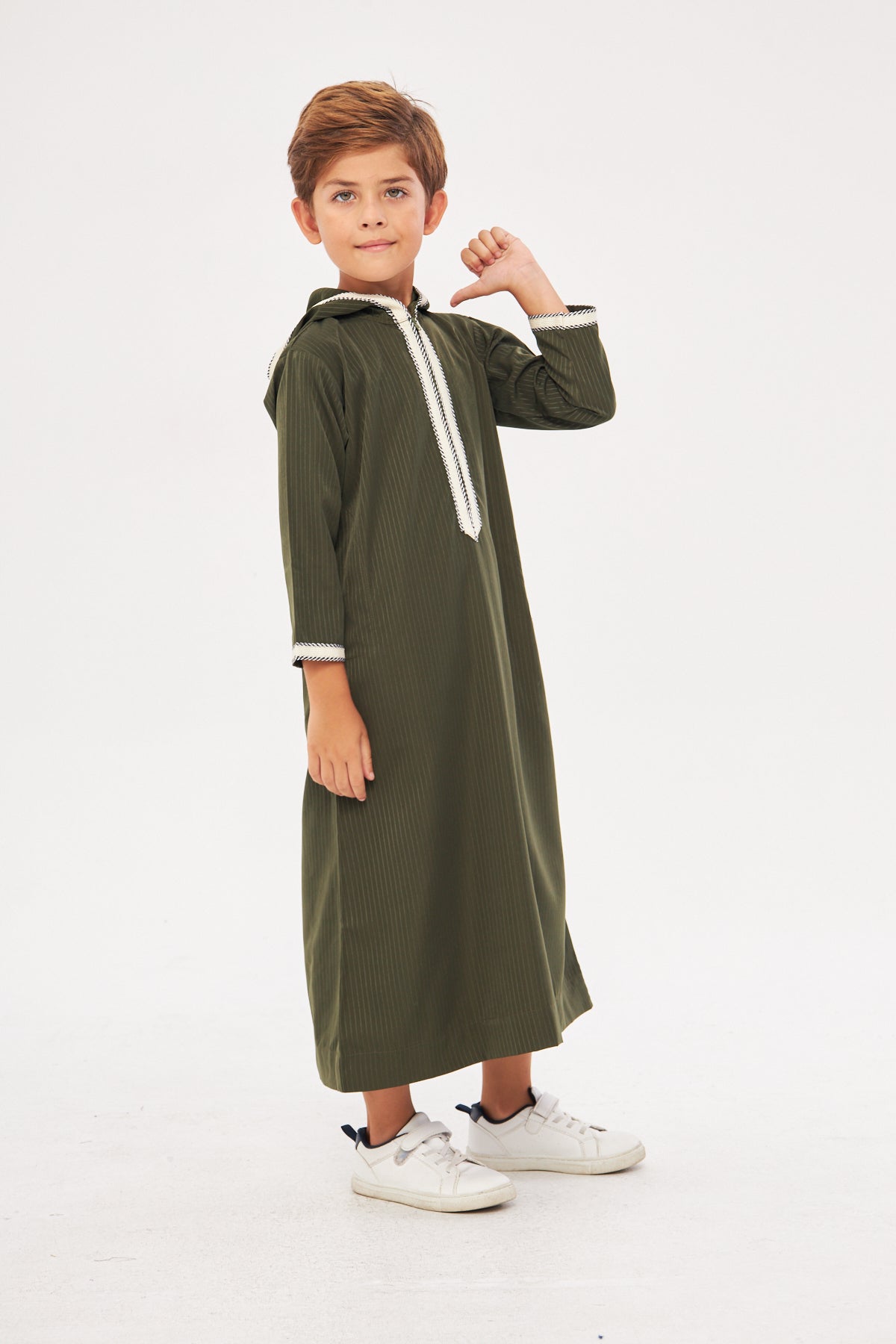 Moroccan Boys Long Sleeve Thobe - Dark Green