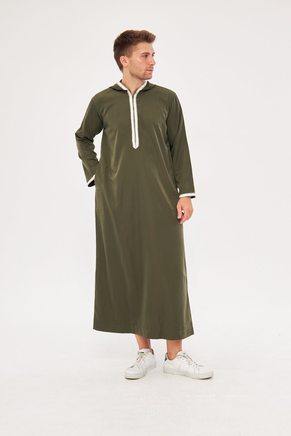 Moroccan Long Sleeve Thobe - Dark Green