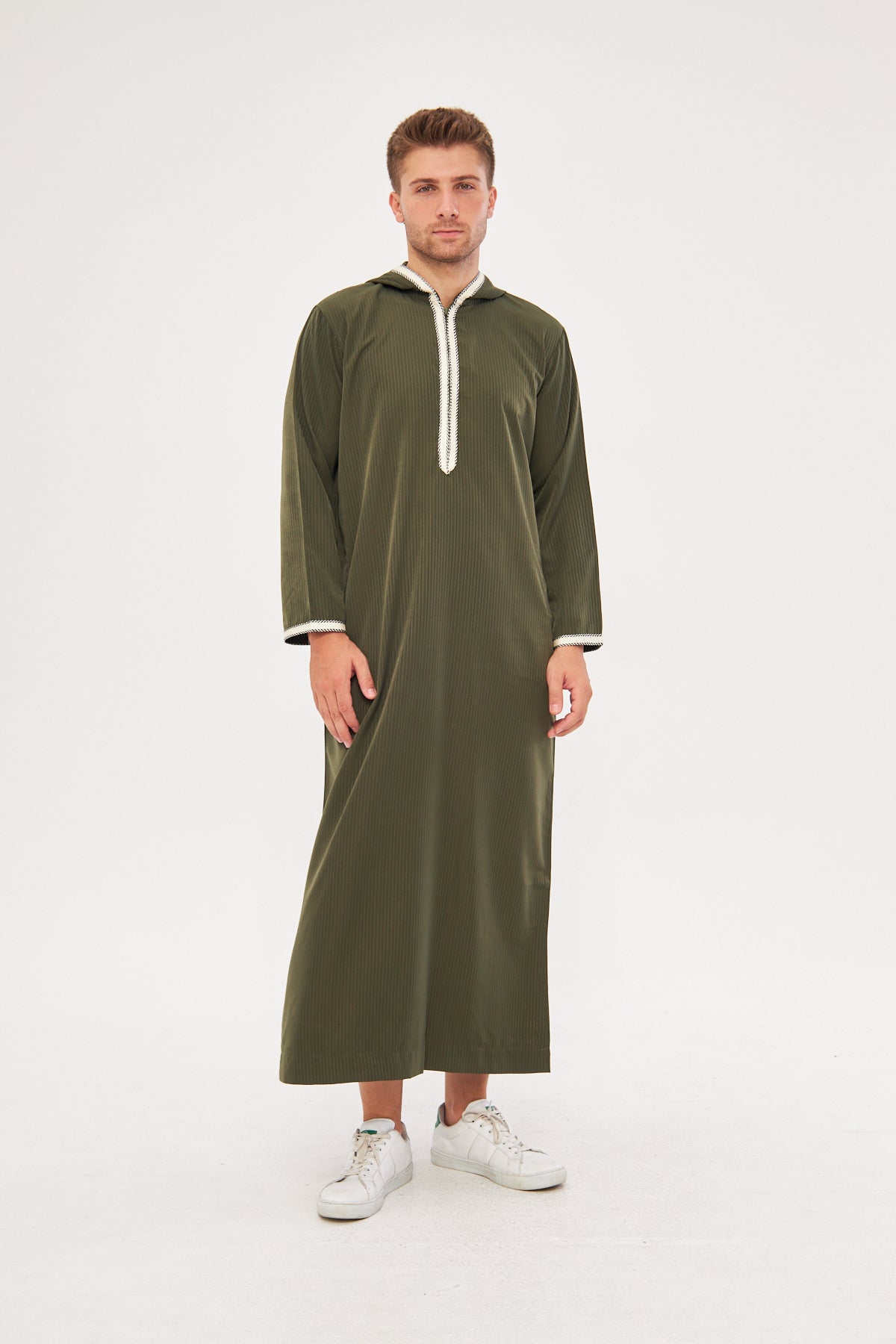 Moroccan Long Sleeve Thobe - Dark Green