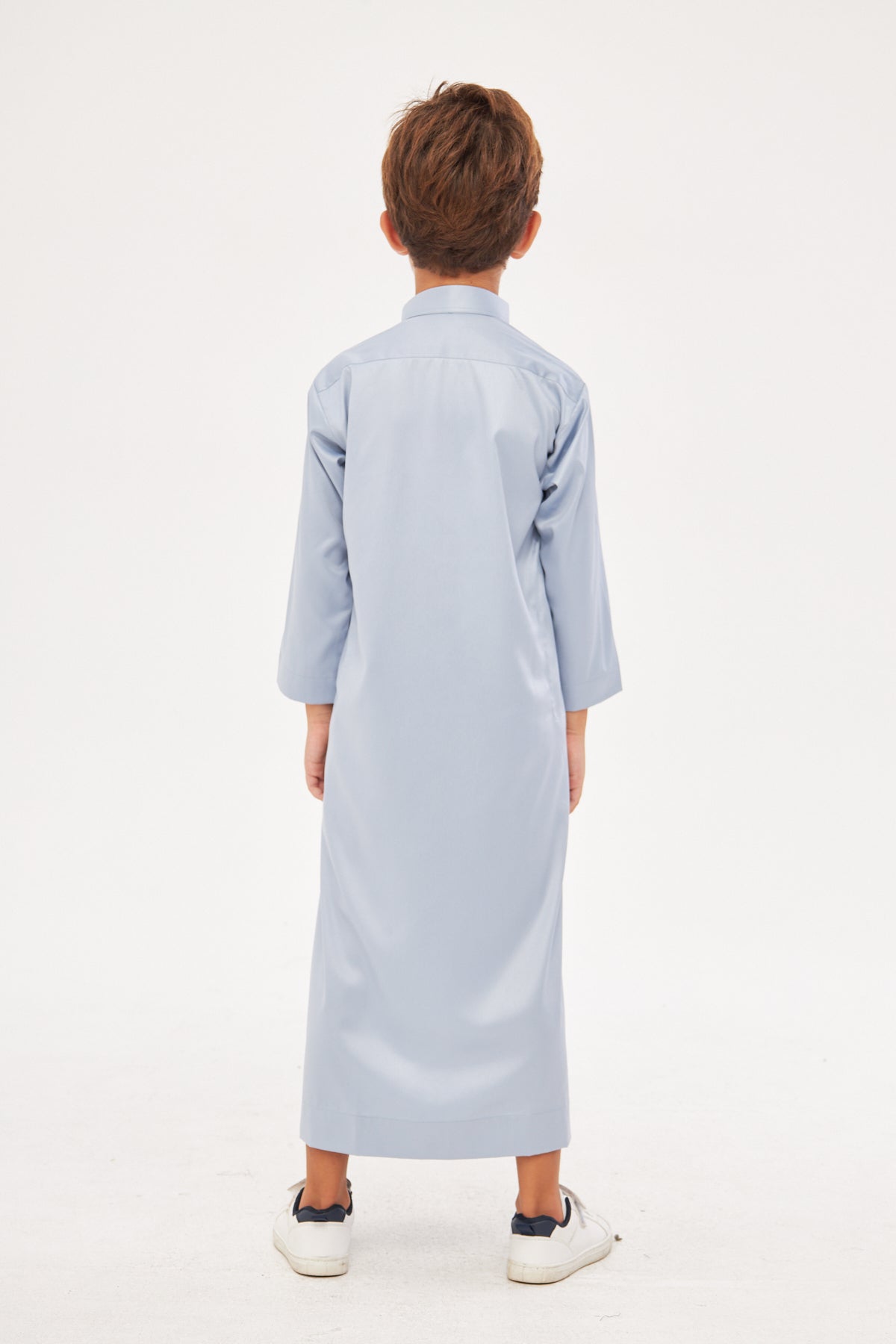 Daddy & Me - Malik Collar Thobe w/ Gold Buttons Boys - Light Gray