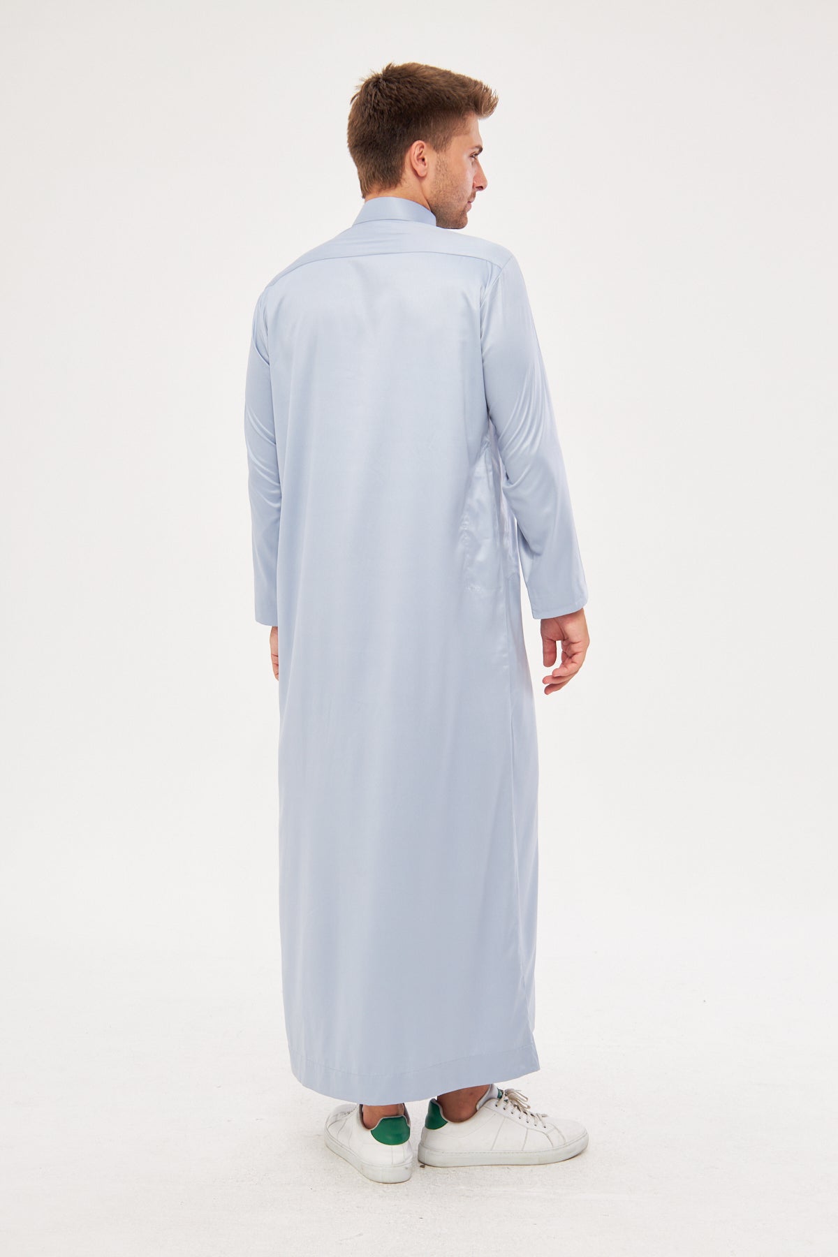 Daddy & Me - Malik Collar Thobe w/ Gold Buttons - Light Gray