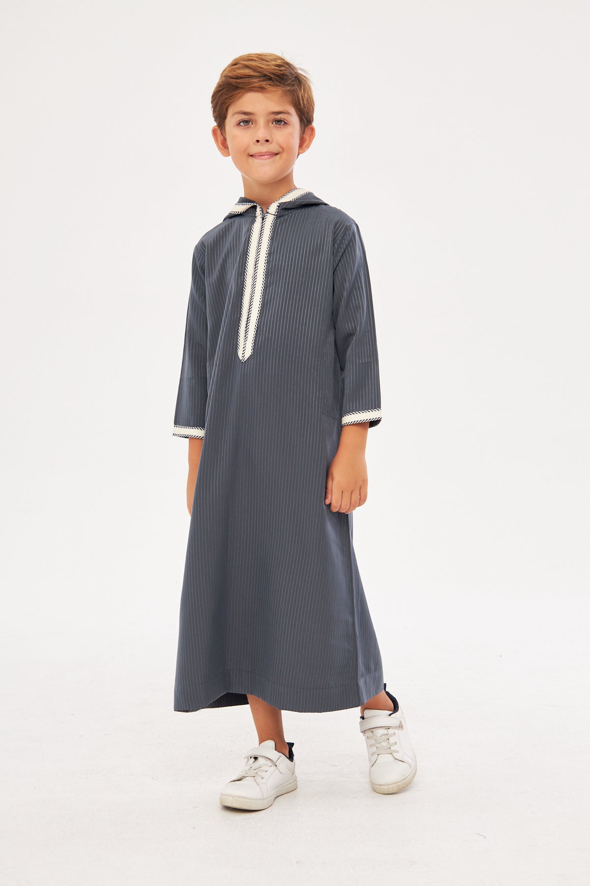 Daddy & Me - Moroccan Boys Long Sleeve Thobe - Dark Gray
