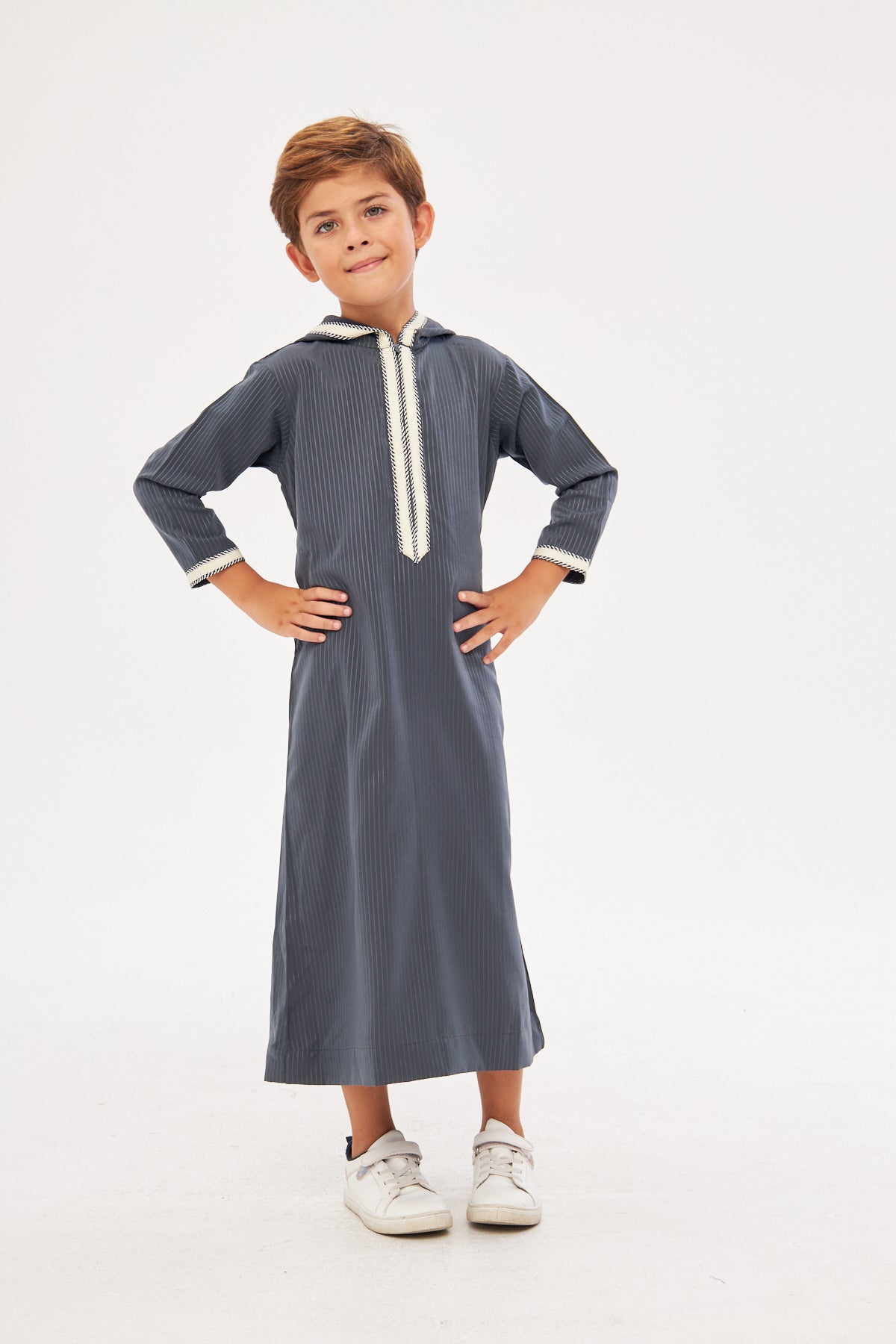 Daddy & Me - Moroccan Boys Long Sleeve Thobe - Dark Gray