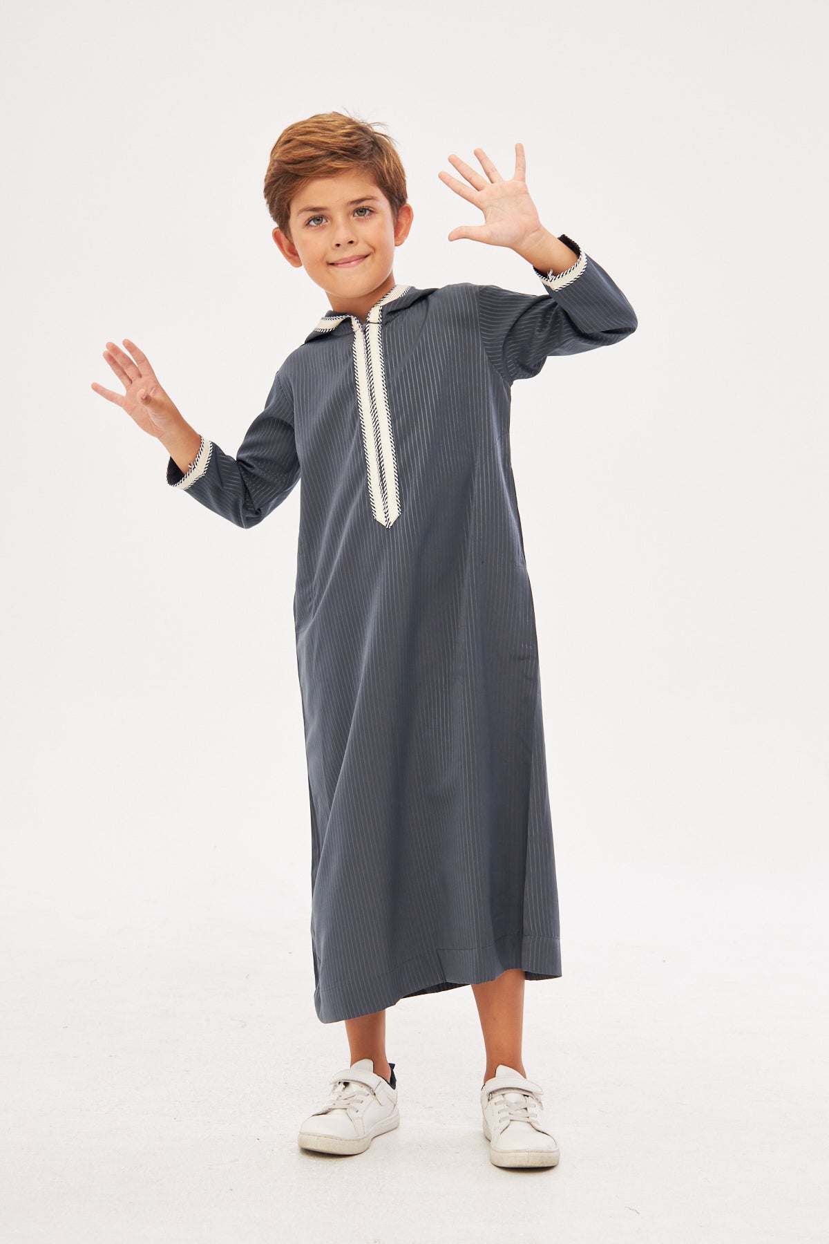 Daddy & Me - Moroccan Boys Long Sleeve Thobe - Dark Gray