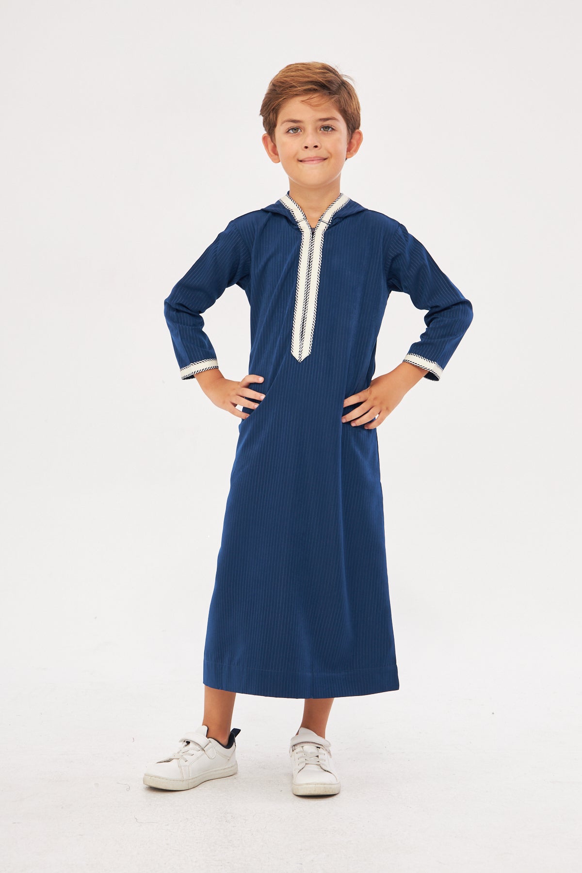 Daddy & Me - Moroccan Boys Long Sleeve Thobe - Navy Blue