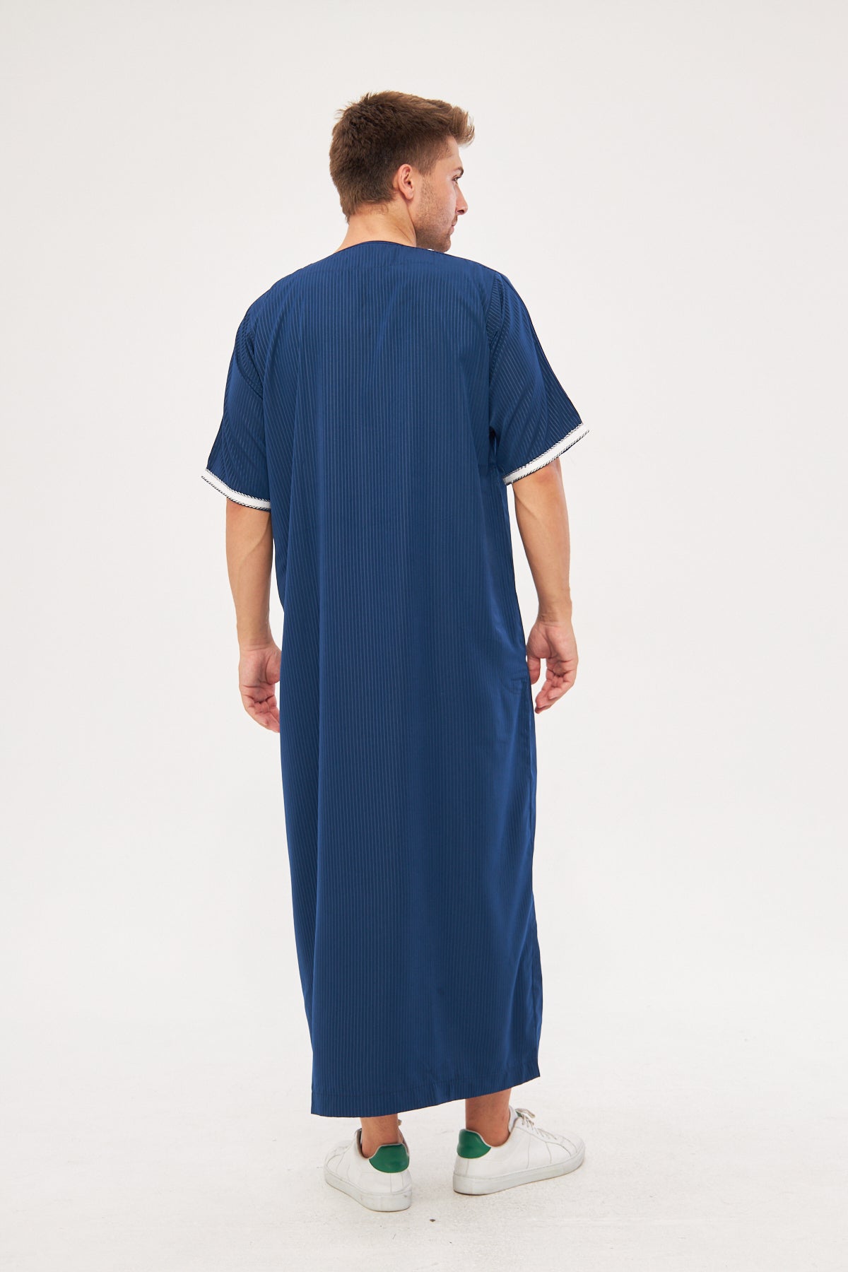 Moroccan Short Sleeve Thobe – Navy Blue