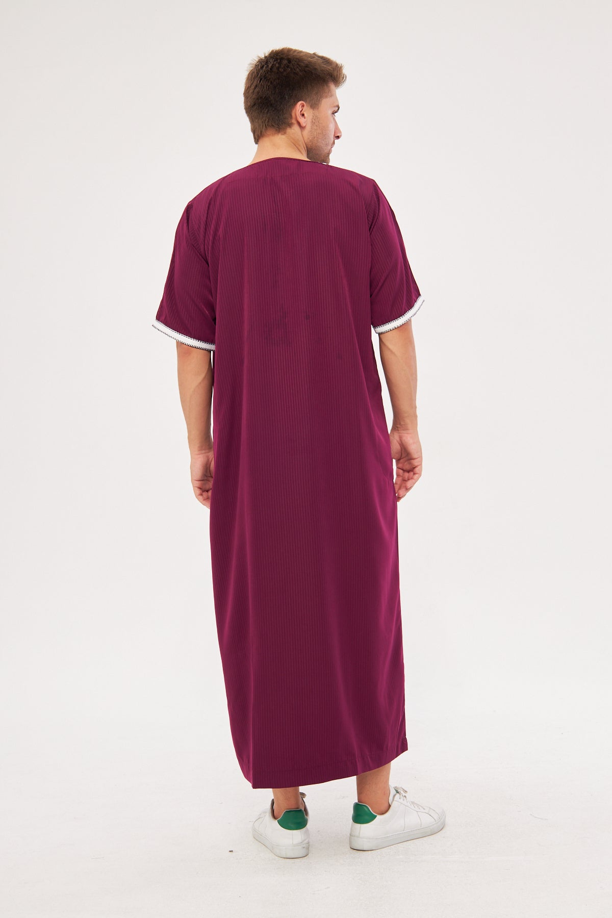 Moroccan Short Sleeve Thobe - Burgundy