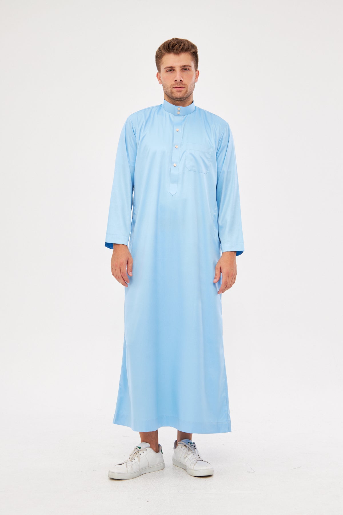 Malik Collar Thobe w/ Gold Buttons - Light Blue