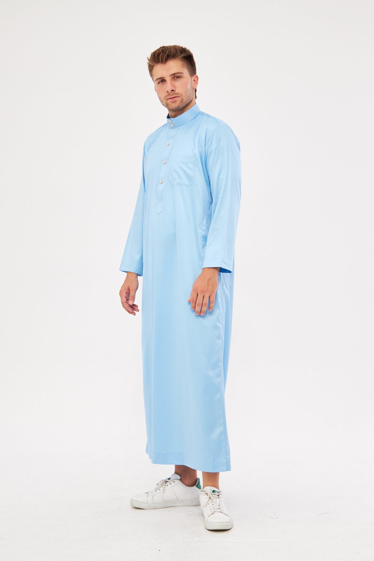 Malik Collar Thobe w/ Gold Buttons - Light Blue