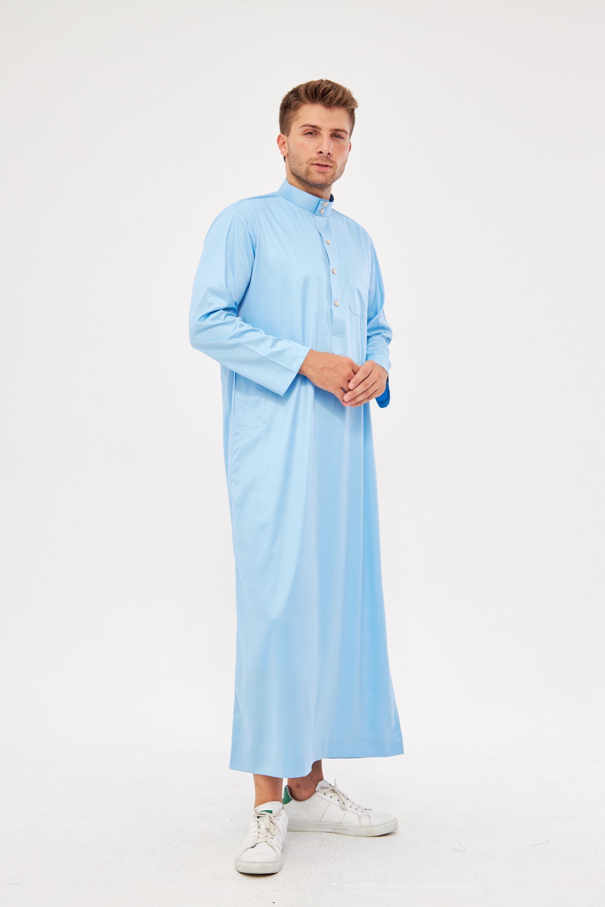 Malik Collar Thobe w/ Gold Buttons - Light Blue