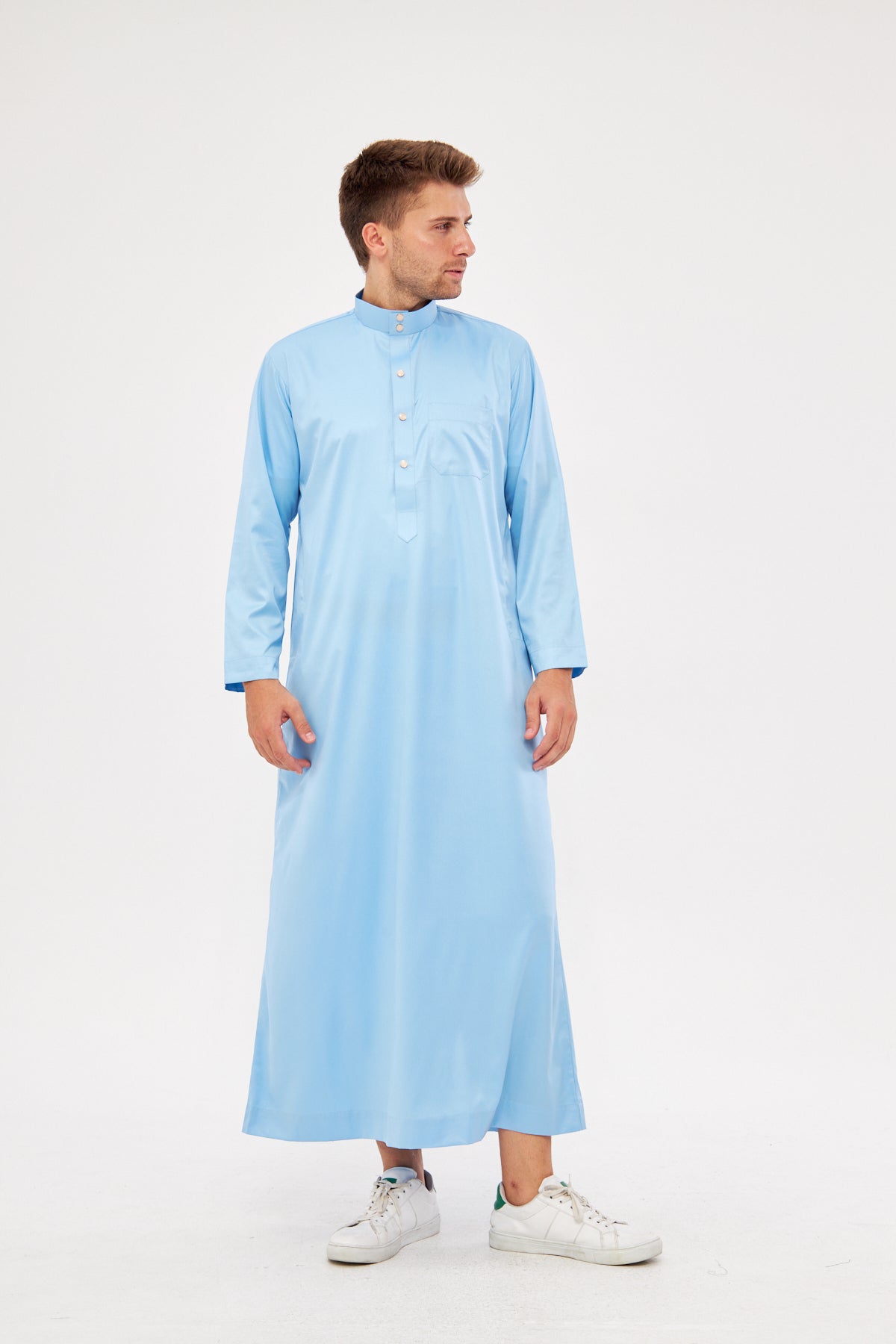 Malik Collar Thobe w/ Gold Buttons - Light Blue