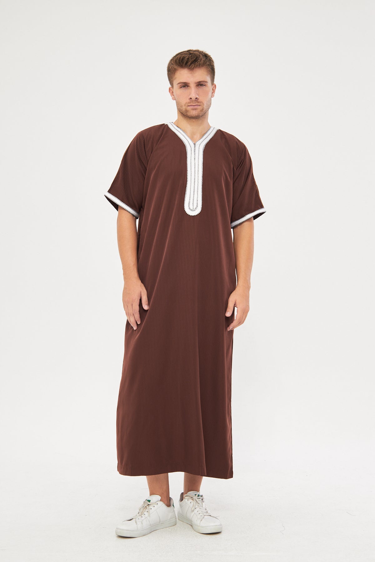 Moroccan Short Sleeve Thobe - Brown