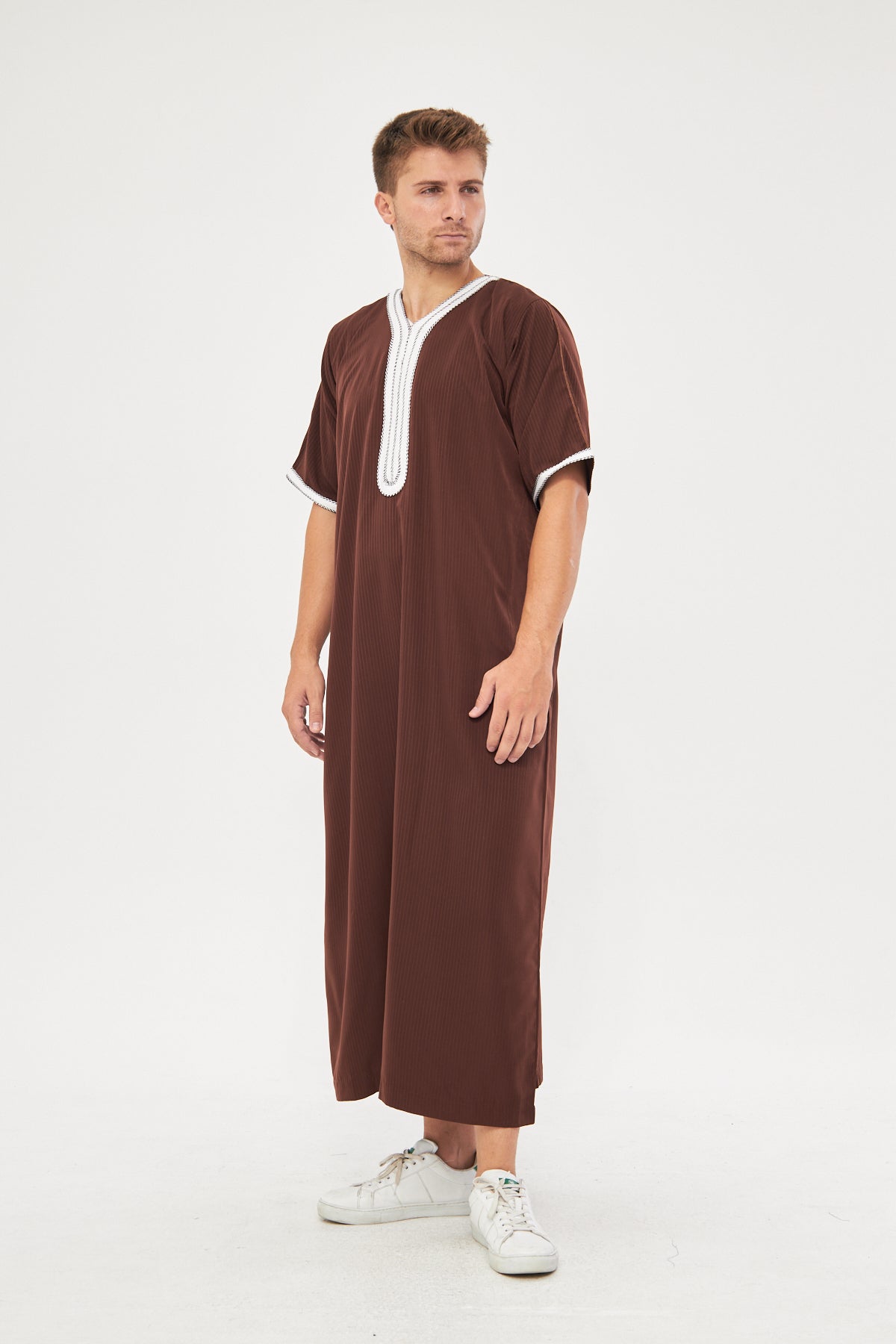 Moroccan Short Sleeve Thobe - Brown