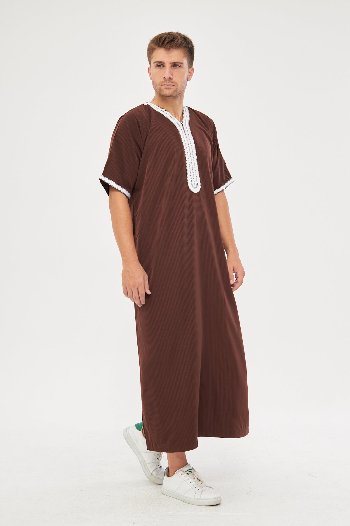 Moroccan Short Sleeve Thobe - Brown
