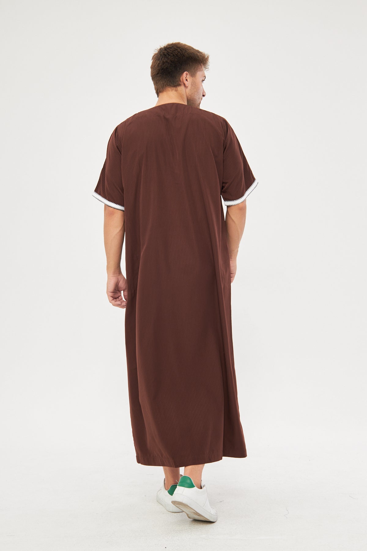 Moroccan Short Sleeve Thobe - Brown