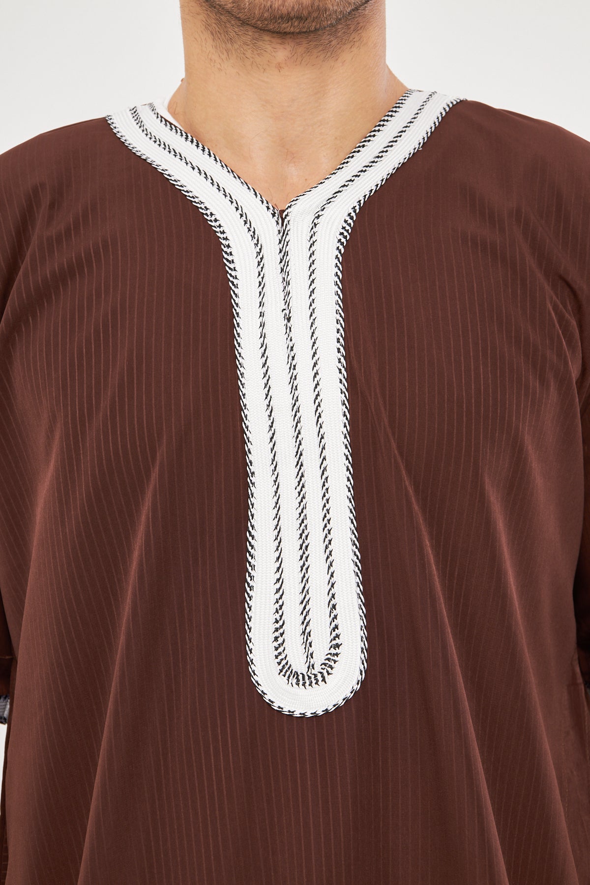 Moroccan Short Sleeve Thobe - Brown