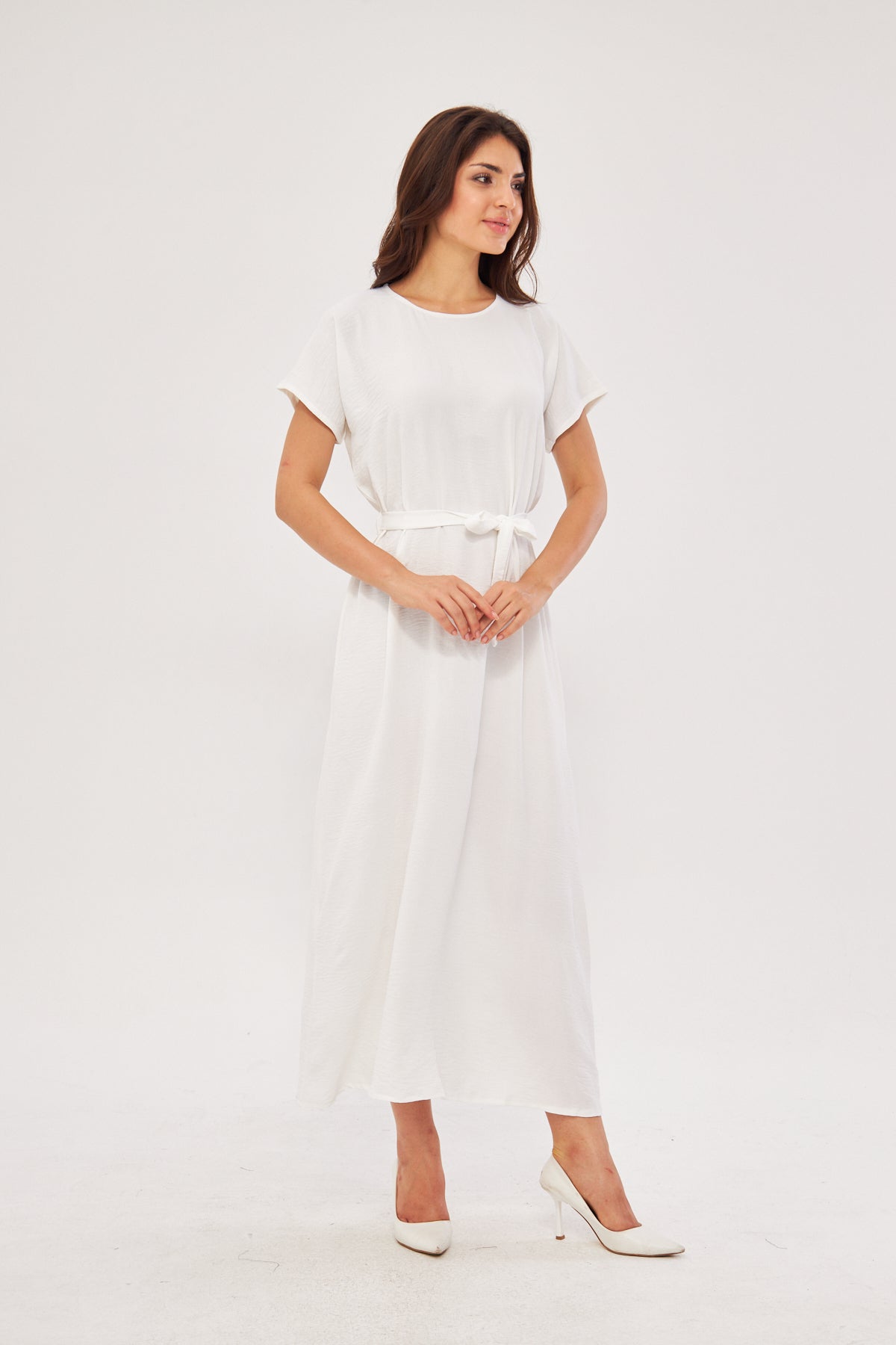 Adjustable Inner Slip Dress Short Sleeve White / 54