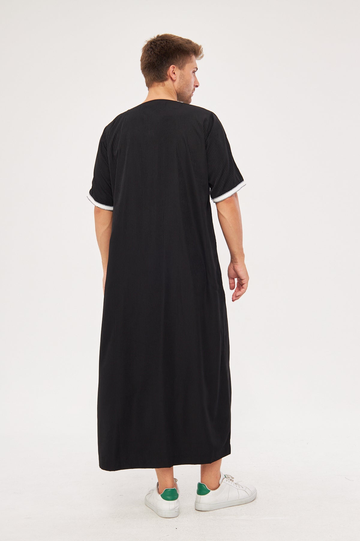 Moroccan Short Sleeve Thobe - Black