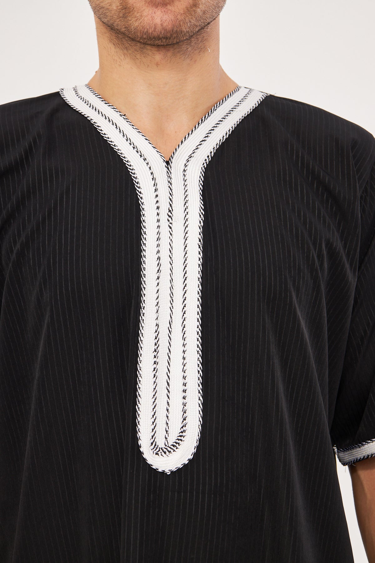 Moroccan Short Sleeve Thobe - Black