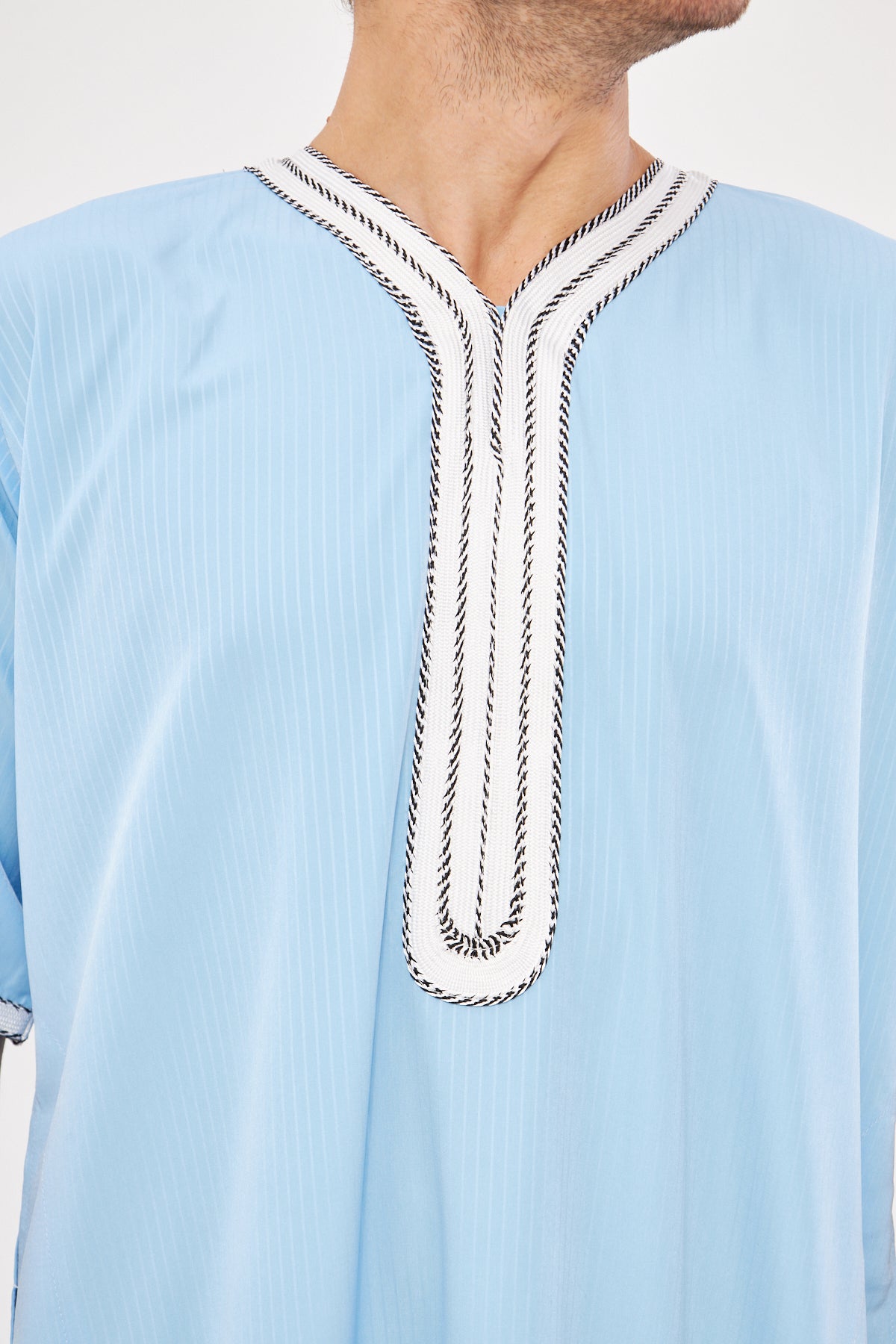 Moroccan Short Sleeve Thobe – Light Blue
