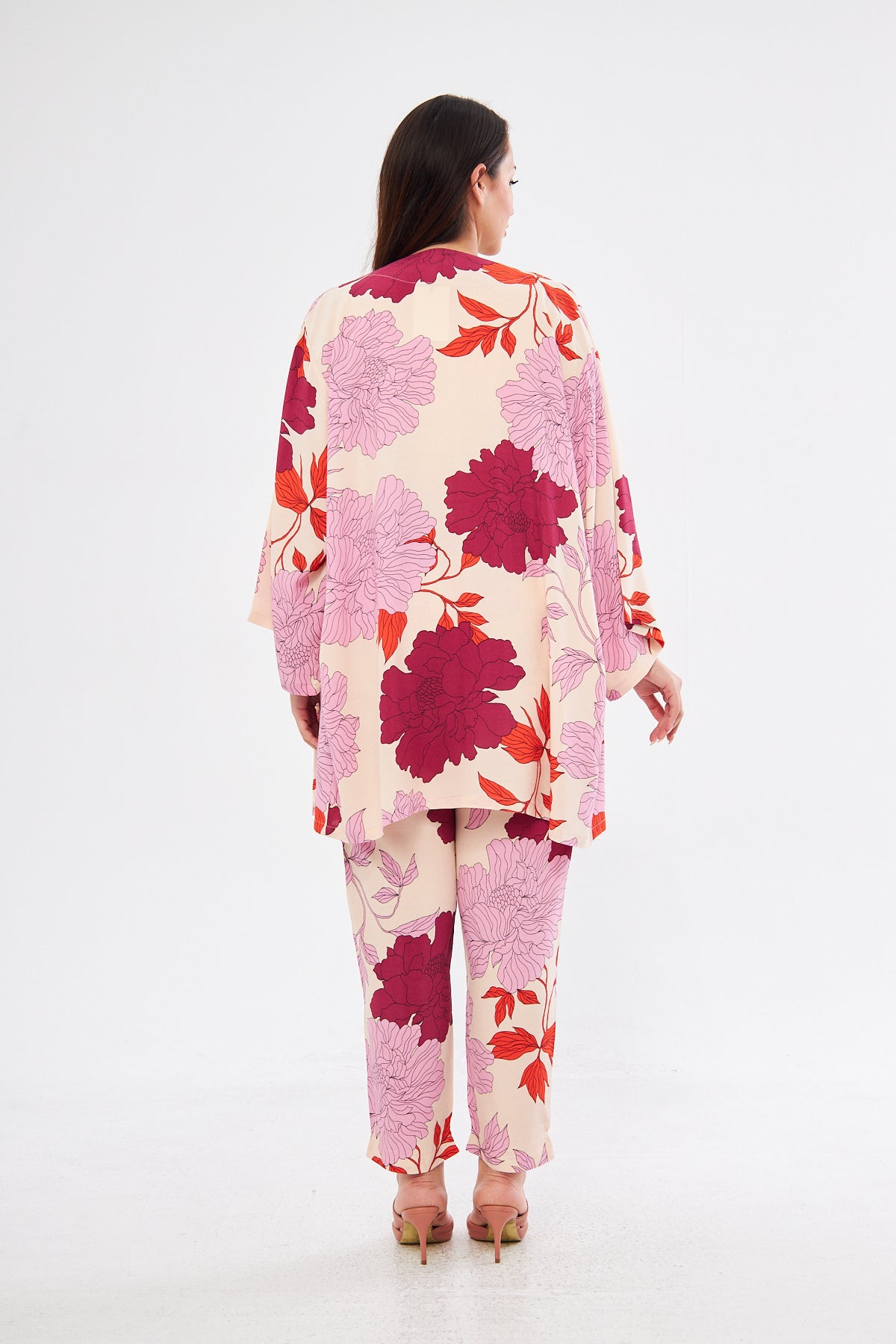 Mommy & Me - Sophia Floral Kimono & Pants Set- Pink & Purple
