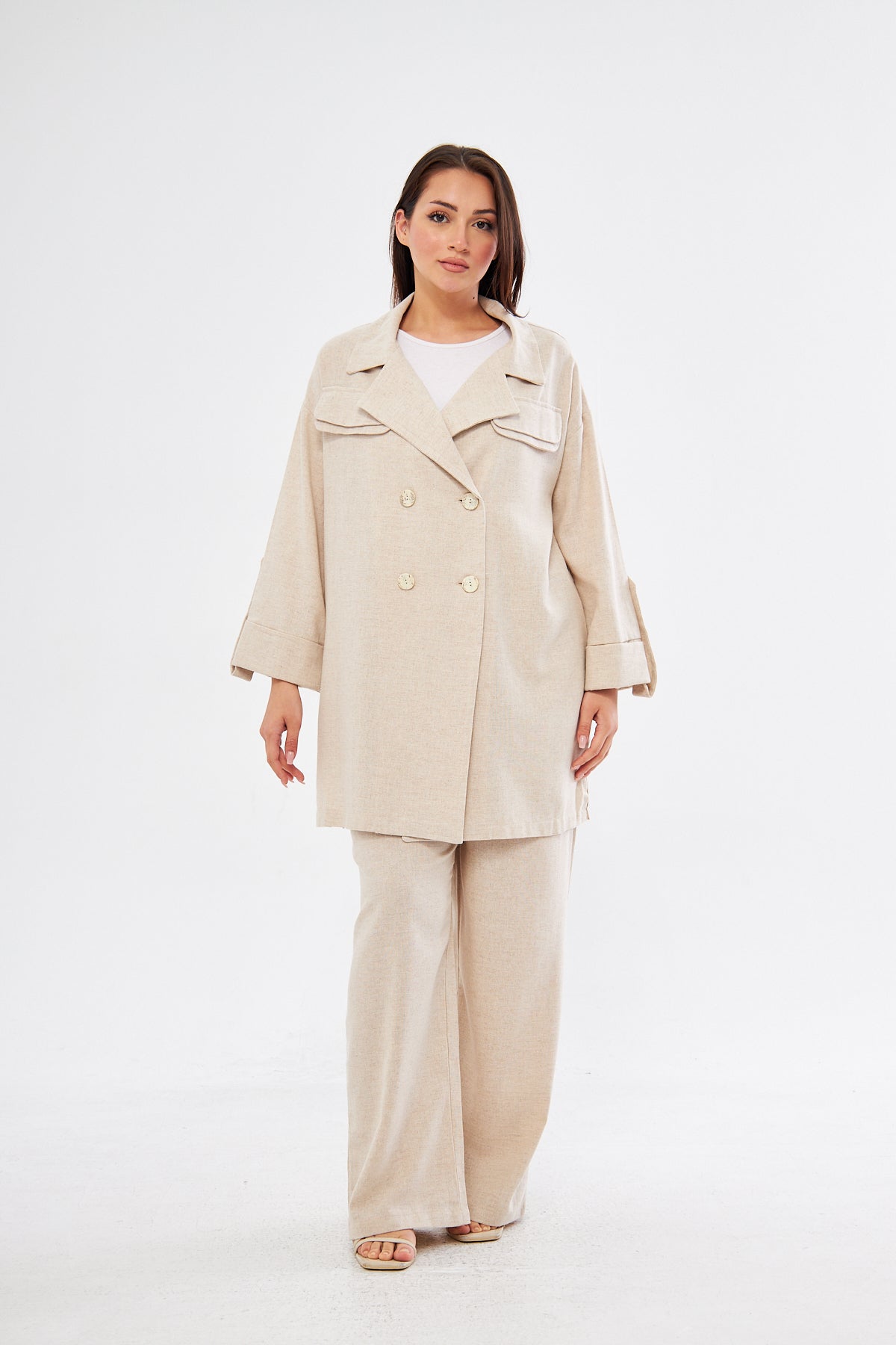 Sofia BizWear Blazer & Pants Set - Beige