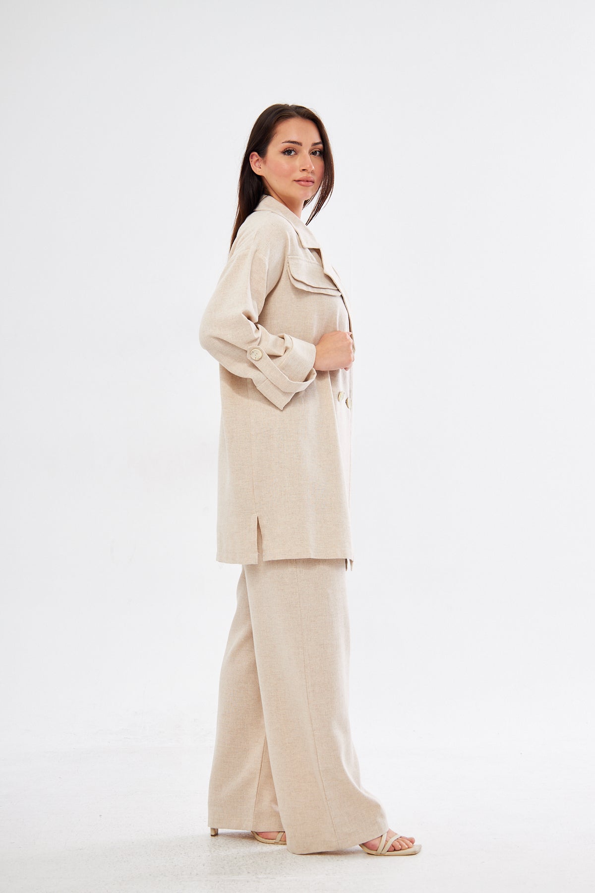Sofia BizWear Blazer & Pants Set - Beige