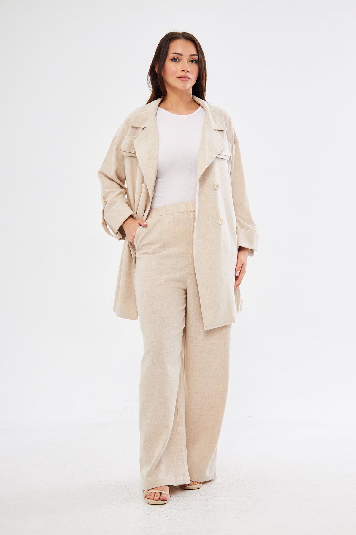 Sofia BizWear Blazer & Pants Set - Beige
