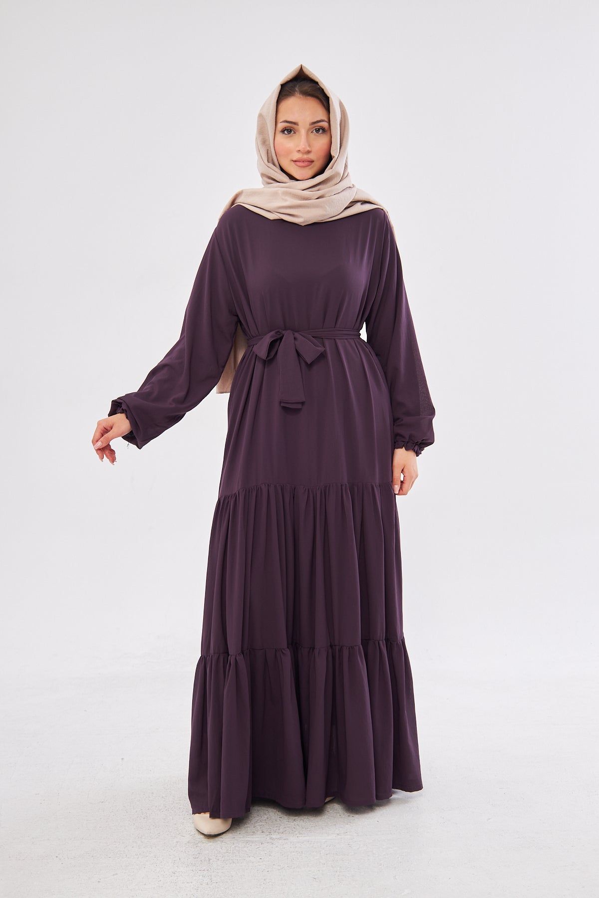 Raven Ruffled Hem Dress with Belt