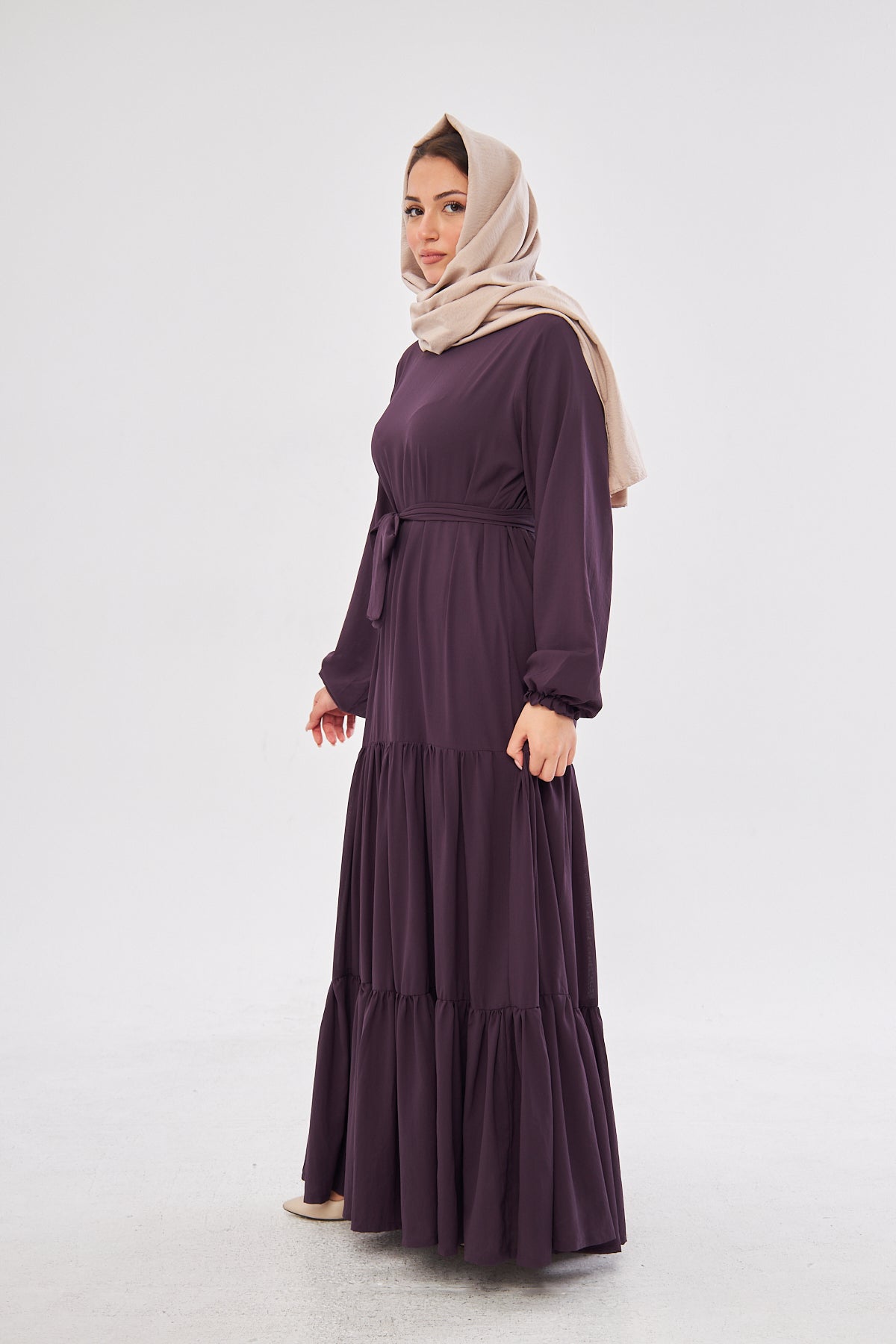 Raven Ruffled Hem Dress with Belt