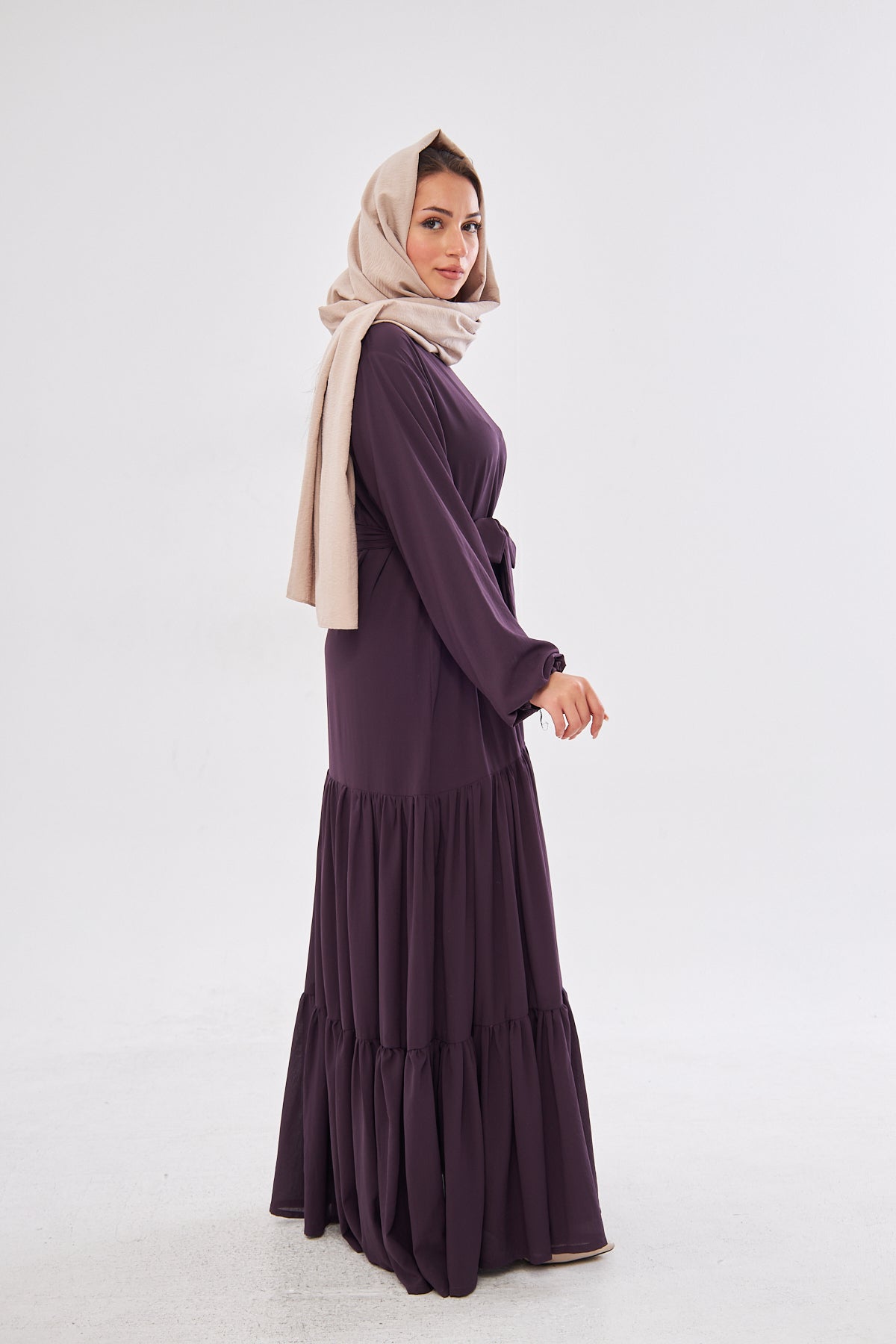 Raven Ruffled Hem Dress with Belt